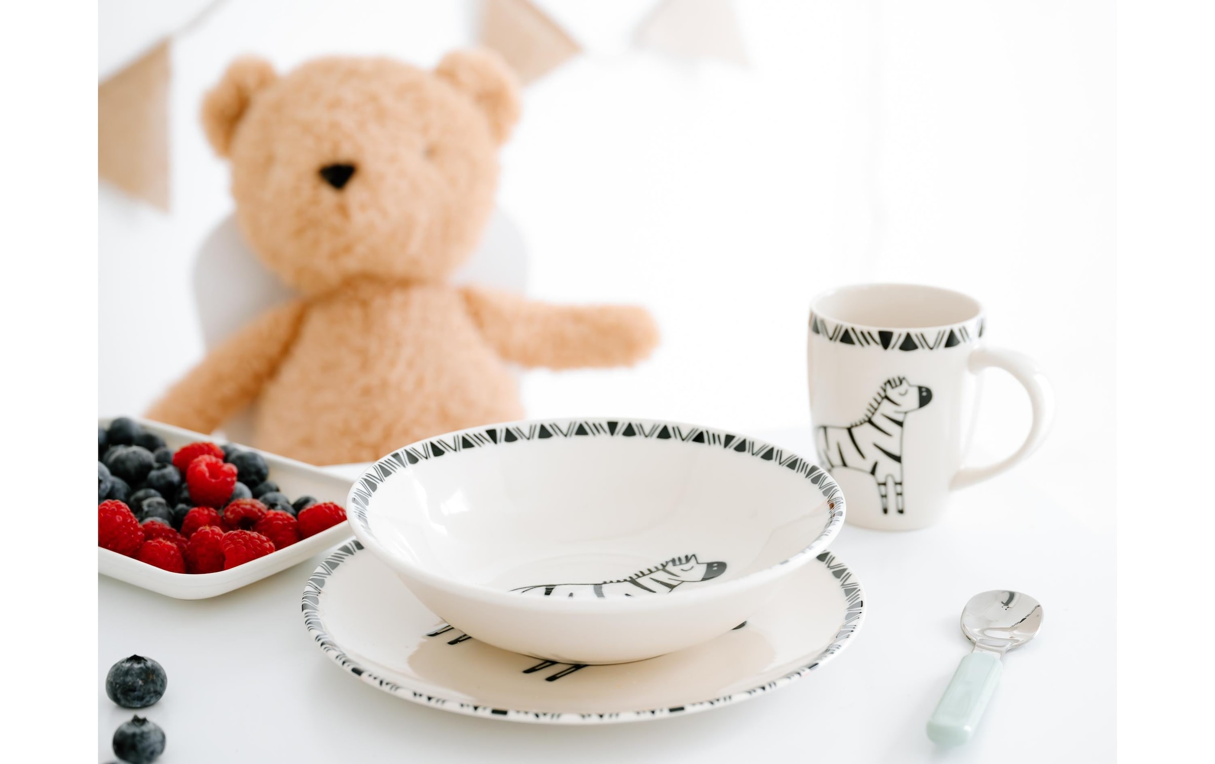 CreaTable Set de vaisselle pour enfants »Safari Zebra Steinzeug, 3-tlg.«