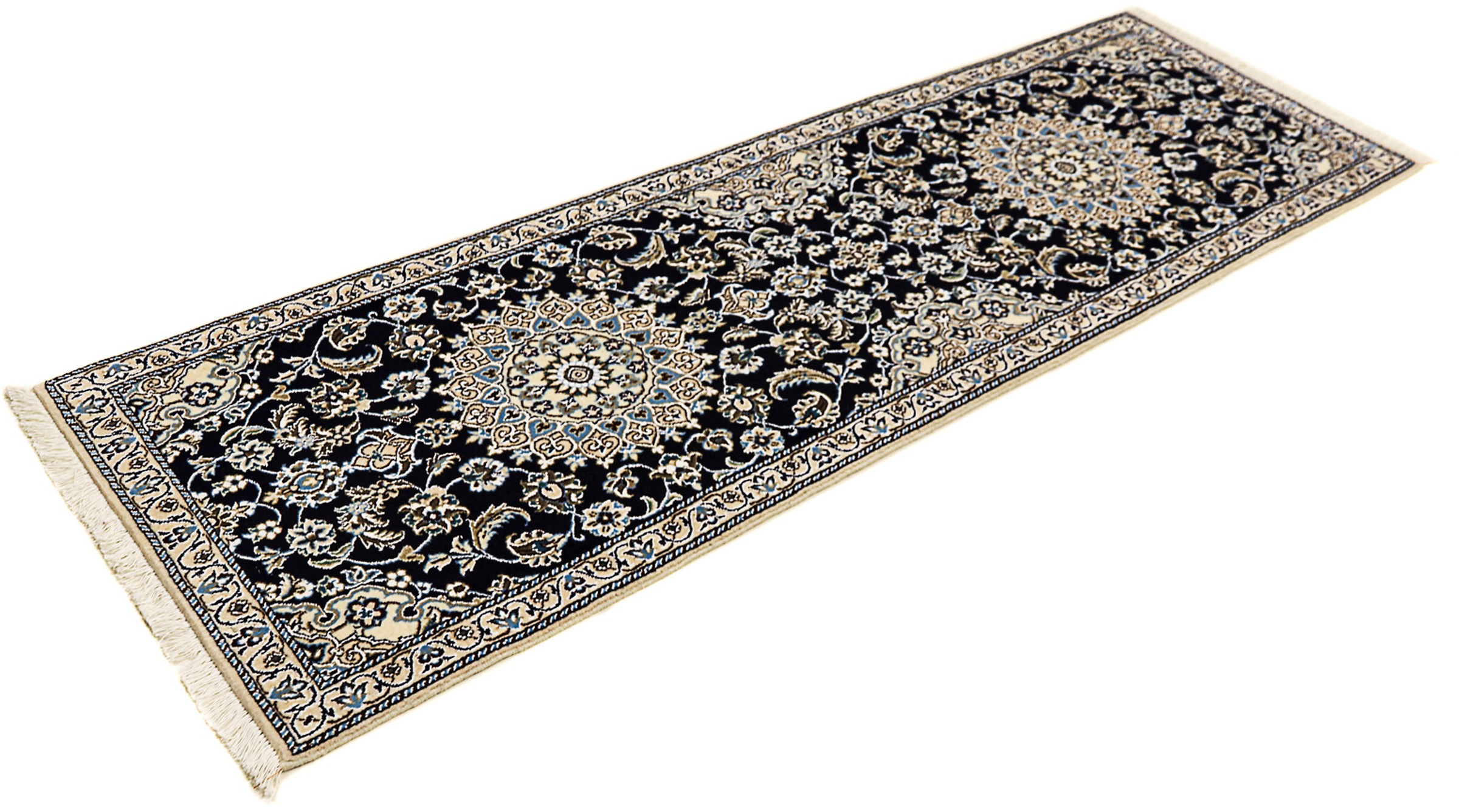 Image of morgenland Orientteppich »Perser - Nain - Royal - 196 x 61 cm - dunkelblau«, rechteckig, 10 mm Höhe, Wohnzimmer, Handgeknüpft, Einzelstück mit Zertifikat bei Ackermann Versand Schweiz