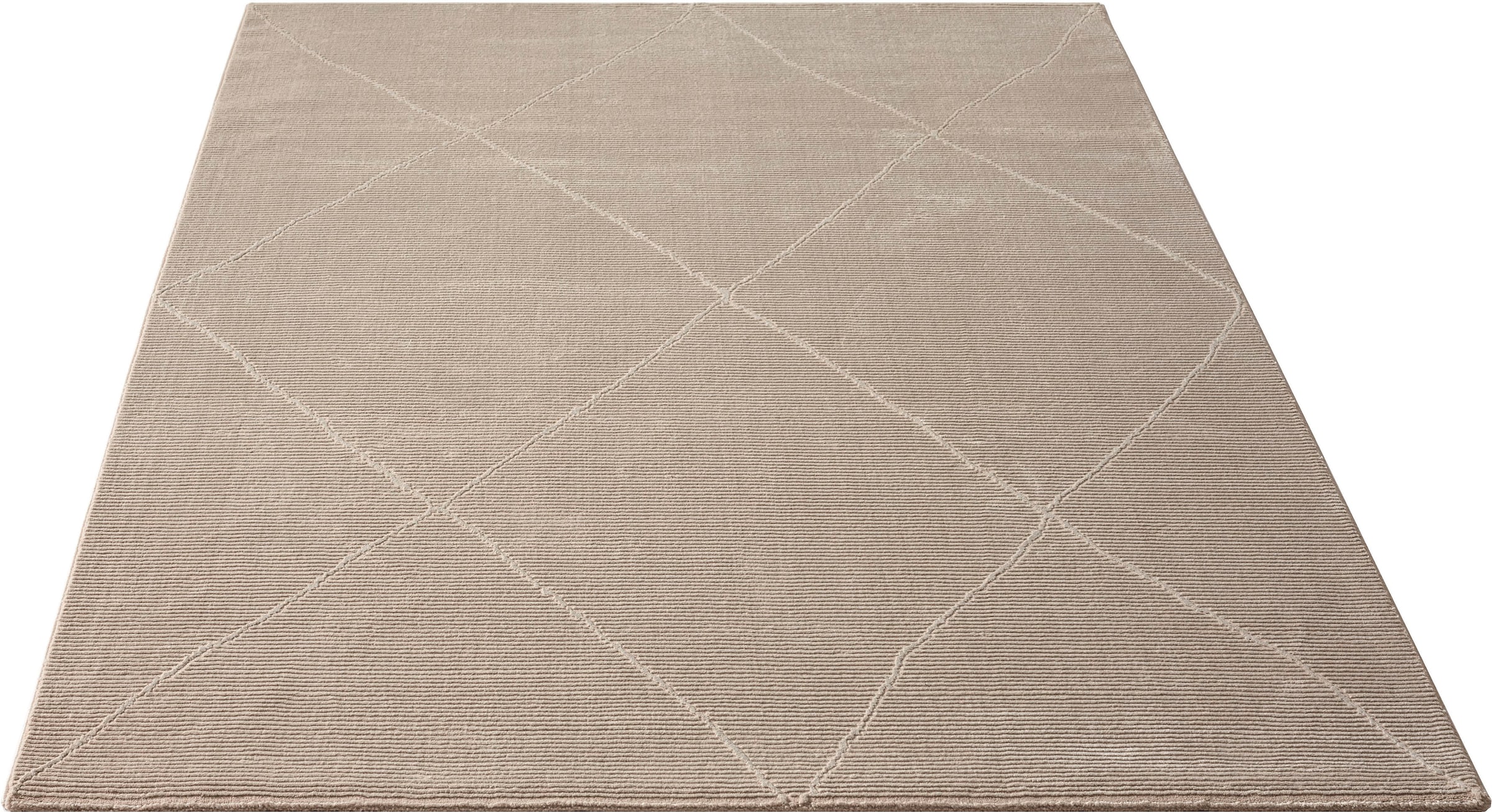 ♕ merinos Teppich »Sign Raute, Struktur, 1903«, 100% rechteckig, Polyester, Hoch Tief Wohnzimmer auf versandkostenfrei recyceltem