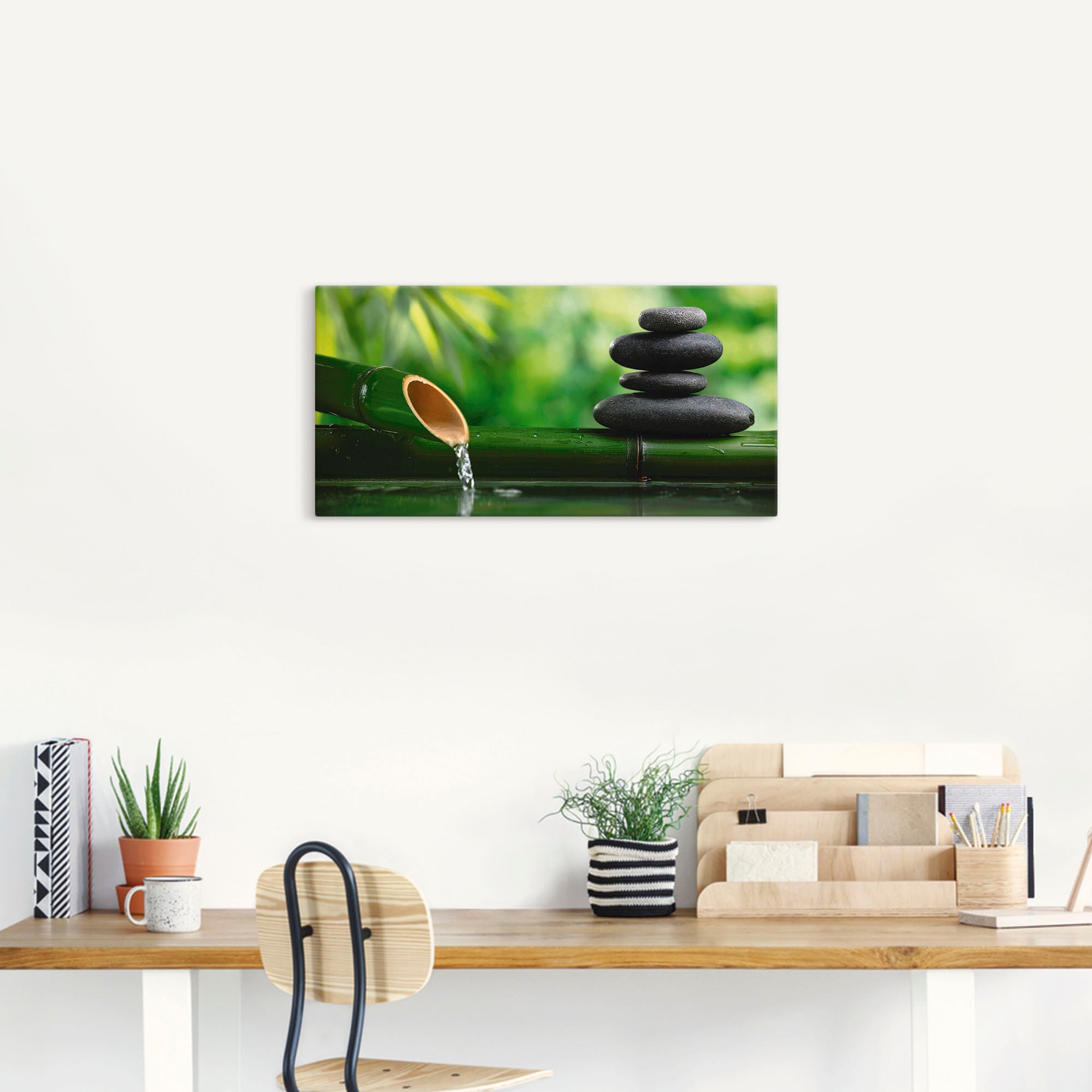 Artland Wandbild »Bambusbrunnen und Zen-Stein« Zen 1 Stk. tlg. als Alubild, Outdoorbild, Leinwandbild, Poster, Wandaufkleber