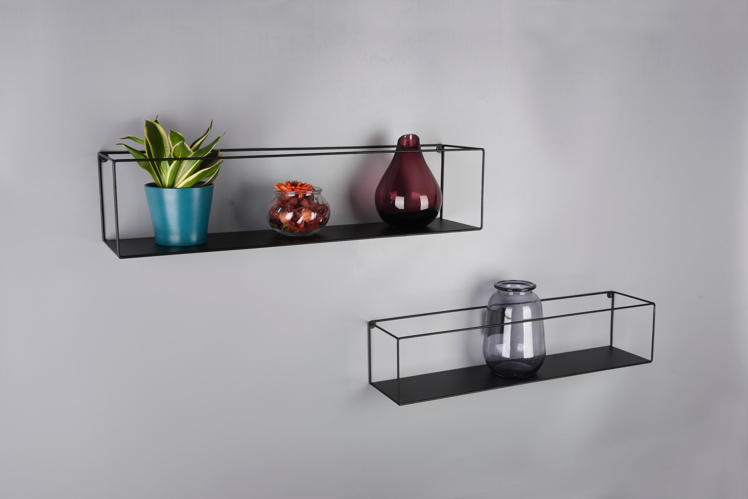 Image of MIRRORS AND MORE Ablageregal "Tinka" 2 Stk. tlg. Mit Metallstreben, Wandmontage