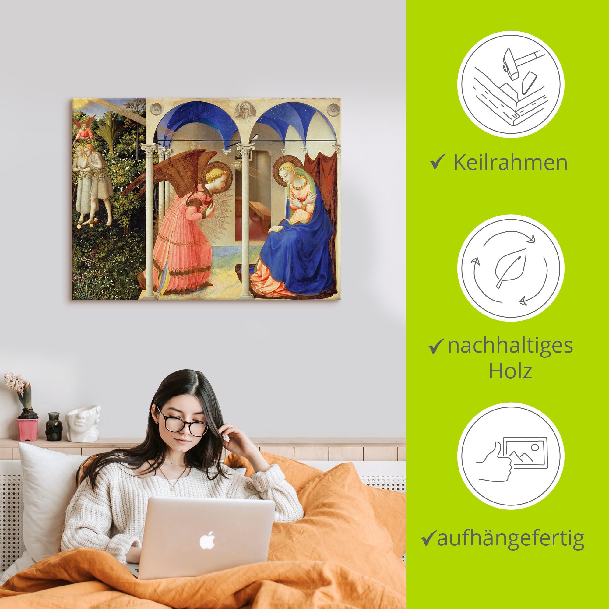Artland Leinwandbild »Verkündigung an Maria«, Religion, (1 St.), auf Keilrahmen gespannt