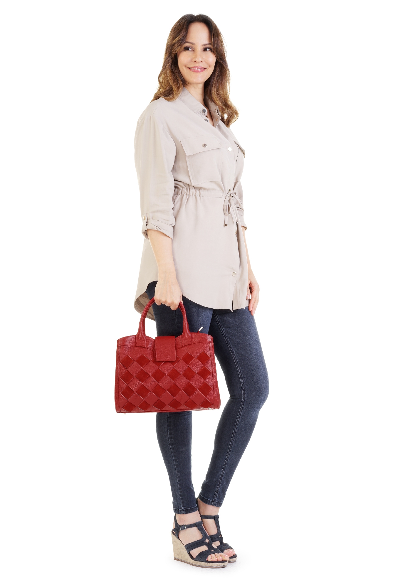 Samantha Look Henkeltasche, echt Leder, Made in Italy