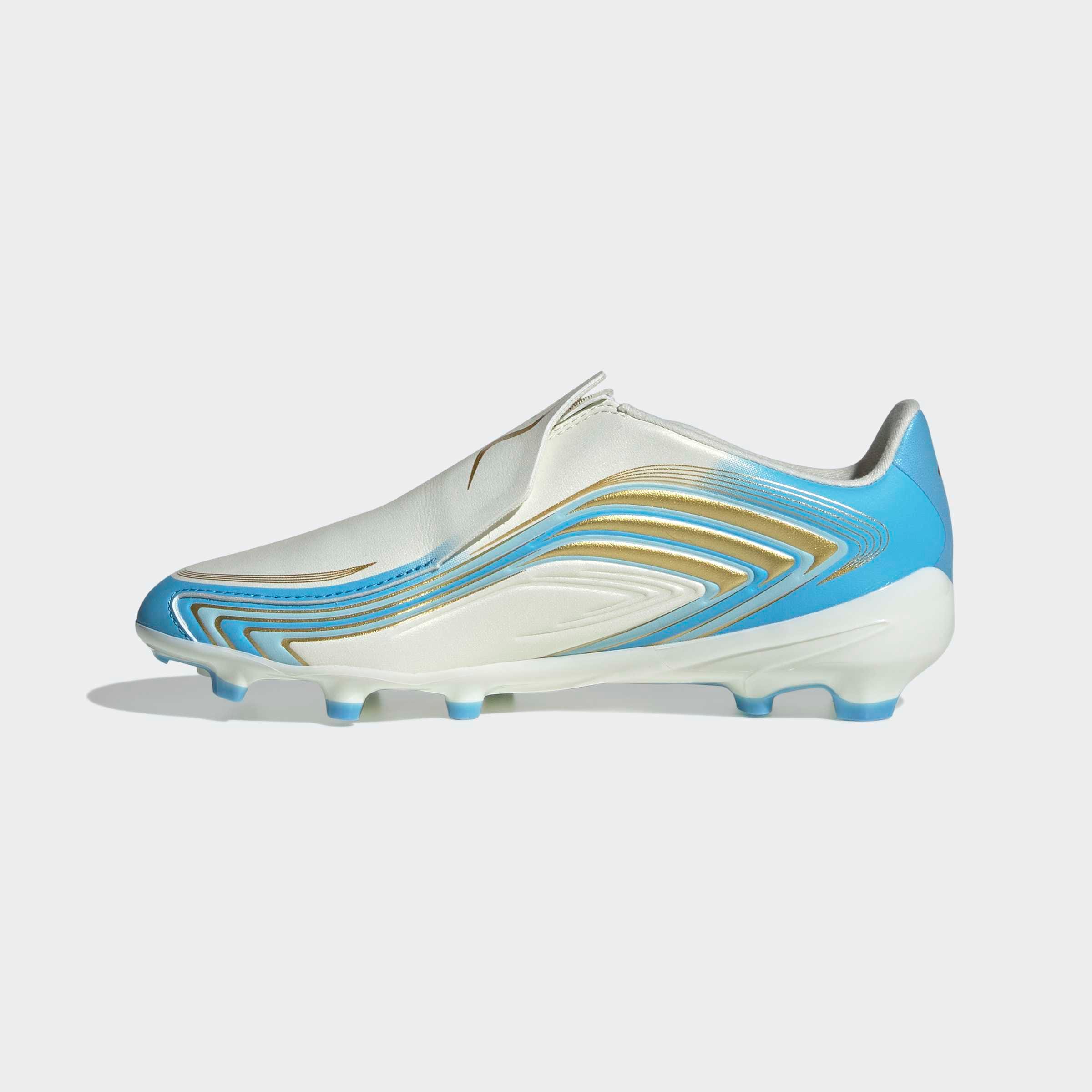 adidas Performance Chaussure de football »F50 MESSI LEAGUE KIDS , FESTE BÖDEN, OHNE SCHNÜRSENKEL«  semelle extérieure pour gazon et sols durs, pour adolescents & enfants