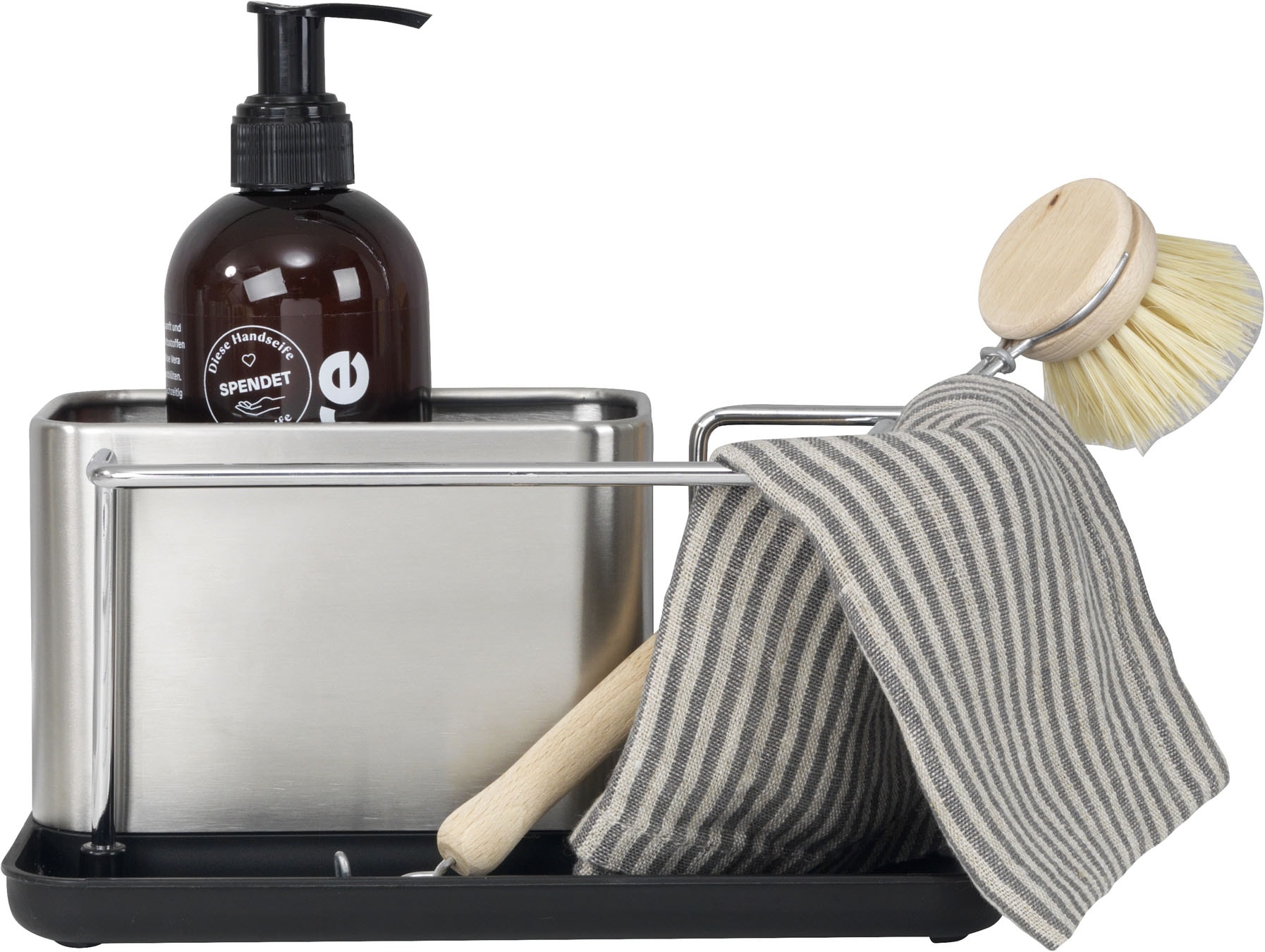 WENKO Support de vaisselle »Modell Orio« organisateur d’évier en acier inoxydable, pour ustensiles de lavage