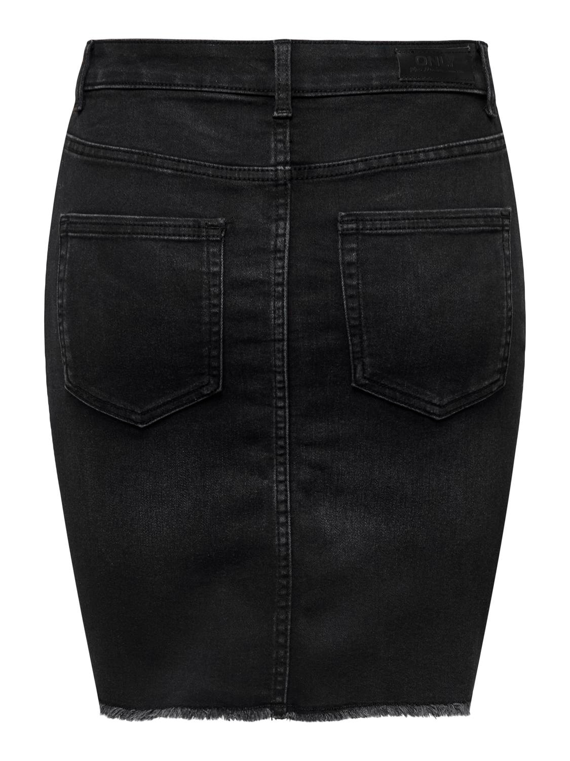 ONLY Jeansrock »ONLHUSH MID WAIST VIS BUT RW SKIRT DNM«, mit ausgefranstem Saum