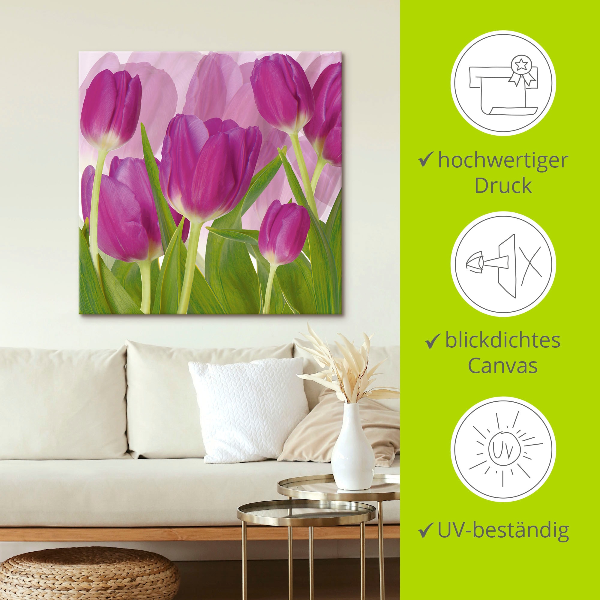 Artland Fresque murale »Tulpenfeld lila« 1 cuis tlg. als Alubild, Leinwandbild in verschied. Grössen