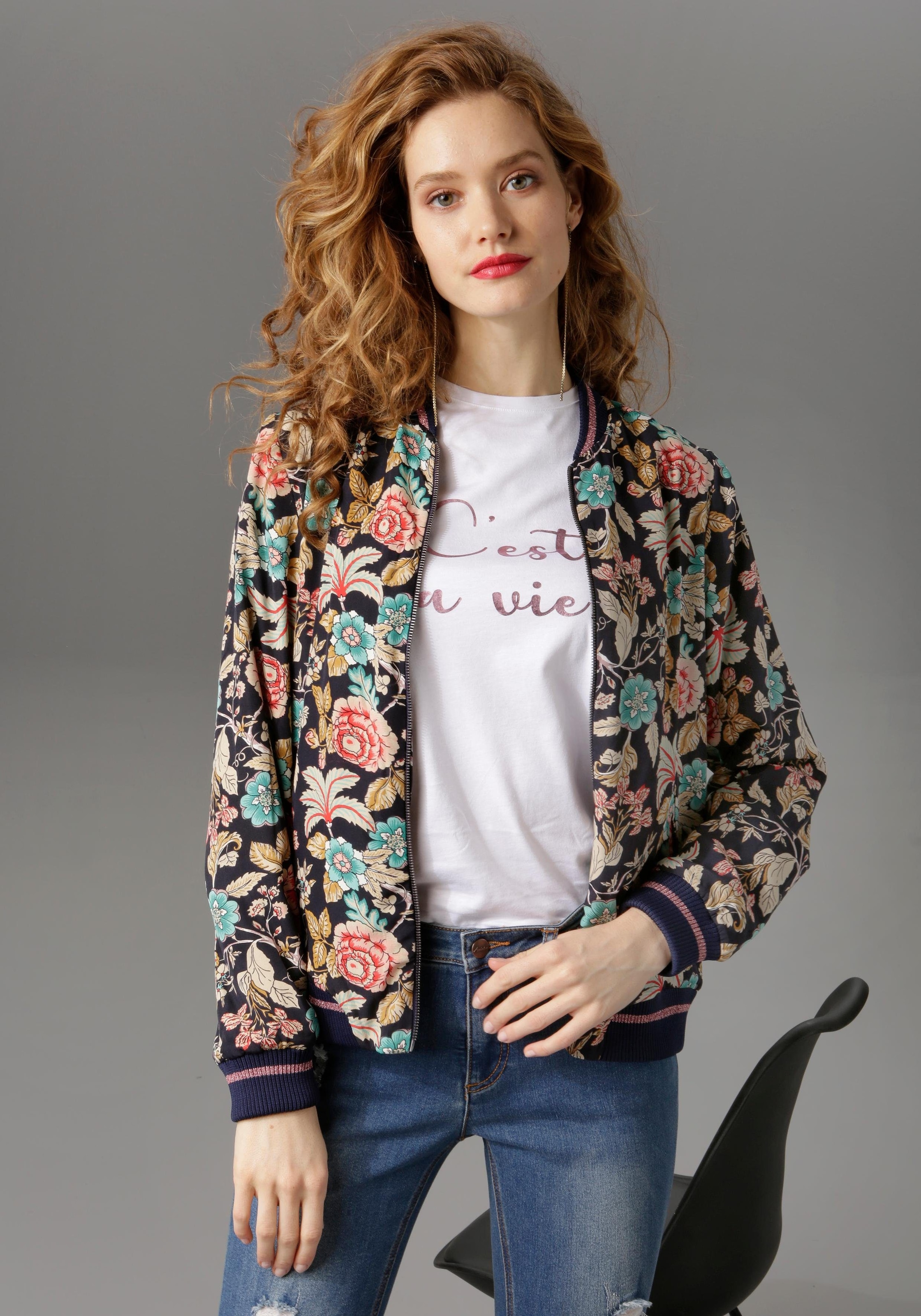 Image of Aniston CASUAL Blouson mit Blumendruck
