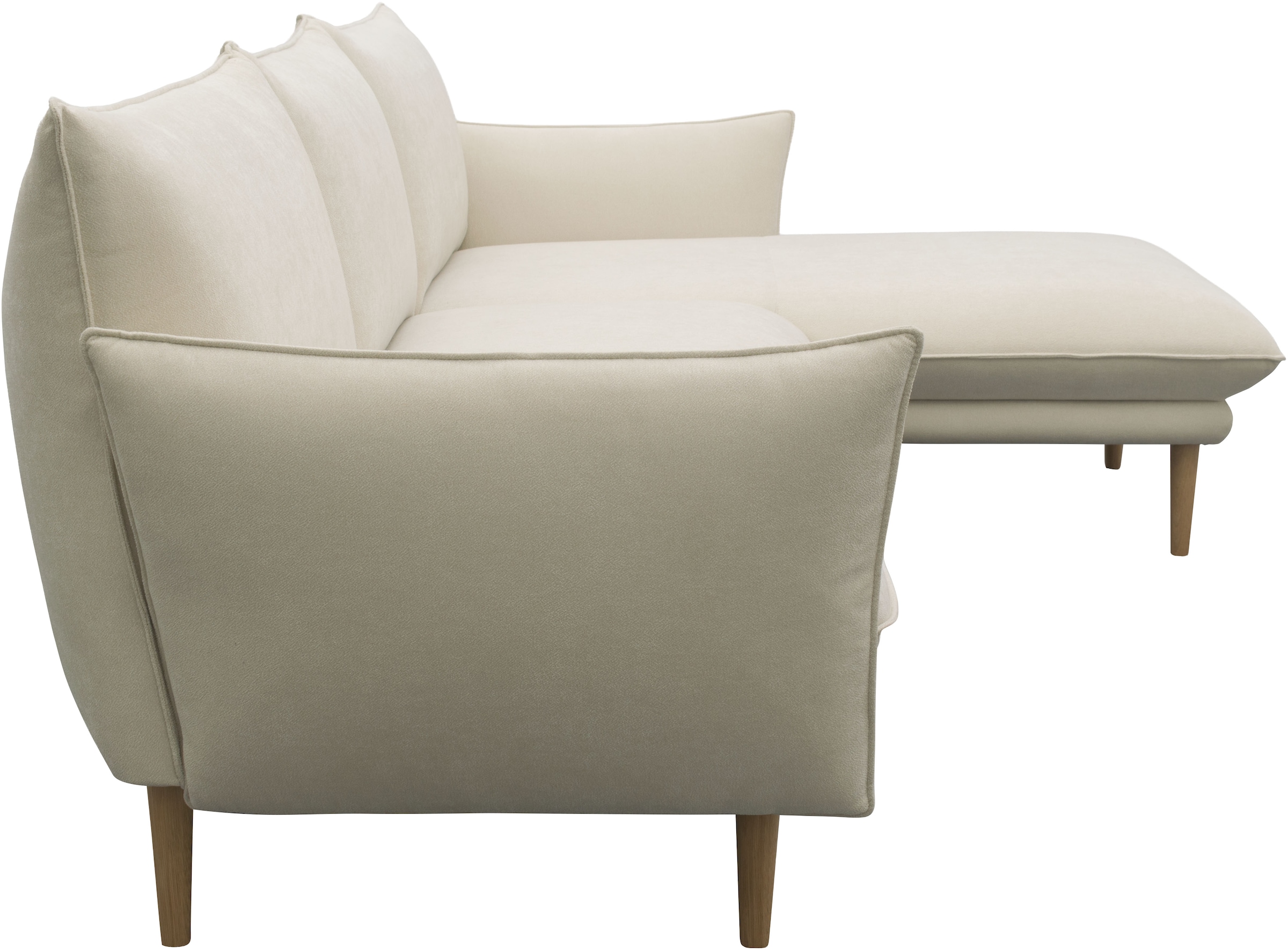 DOMO collection Canapé d'angle »Leuven modern mit schmalen Armlehnen, Breite 282 cm, L-Form« angenehm feste Polsterung, bodenfrei, 19 cm hohe Holzfüsse