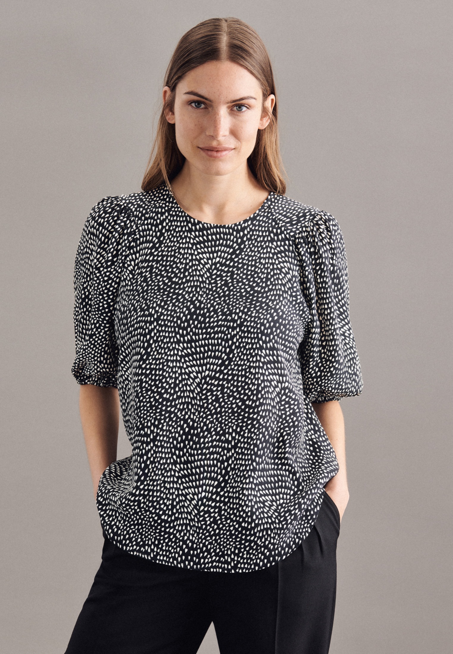 Image of seidensticker Shirtbluse »Schwarze Rose«, Kurzarm Rundhals Punkte bei Ackermann Versand Schweiz