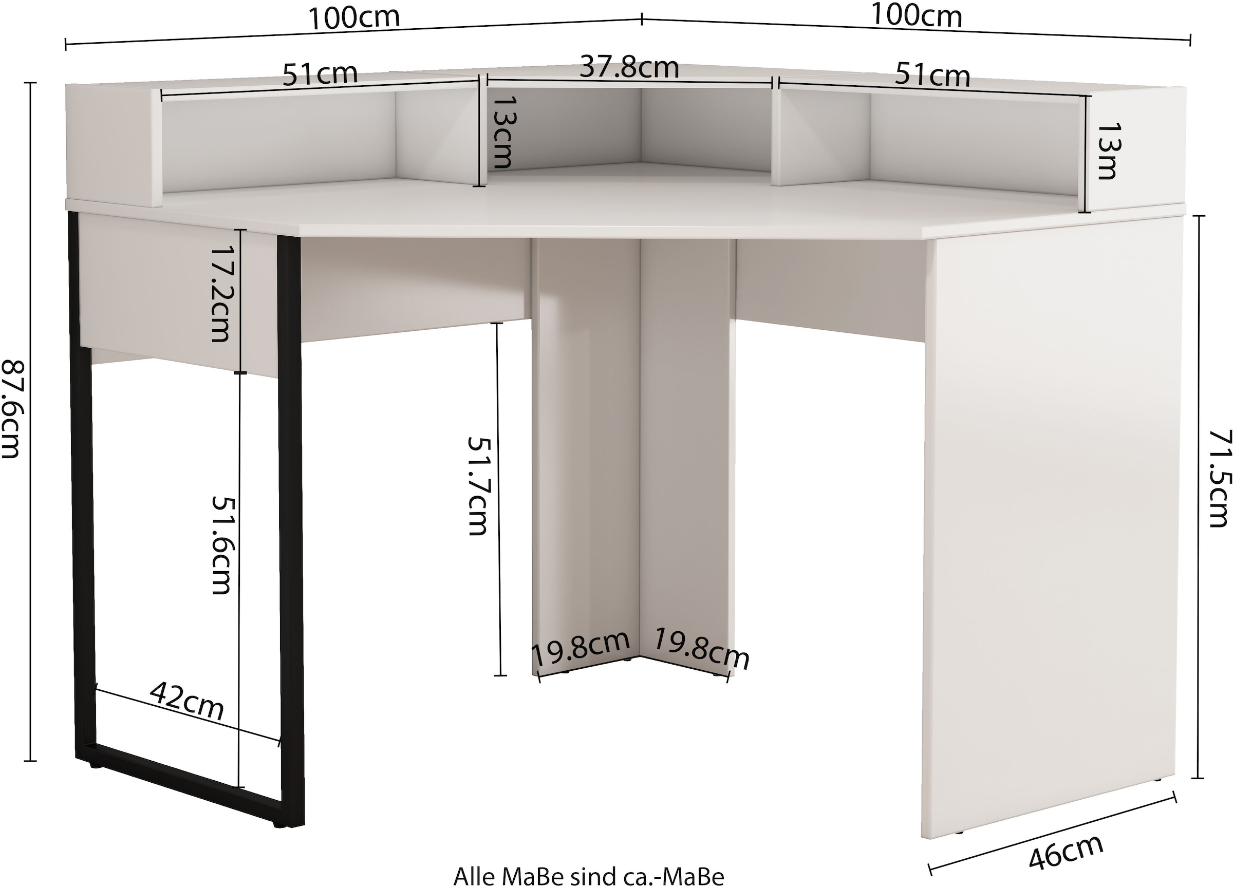 GOODproduct Eckschreibtisch »Moid« Set,  mit Schreibtischaufsatz, modernes Design, B. 100 cm