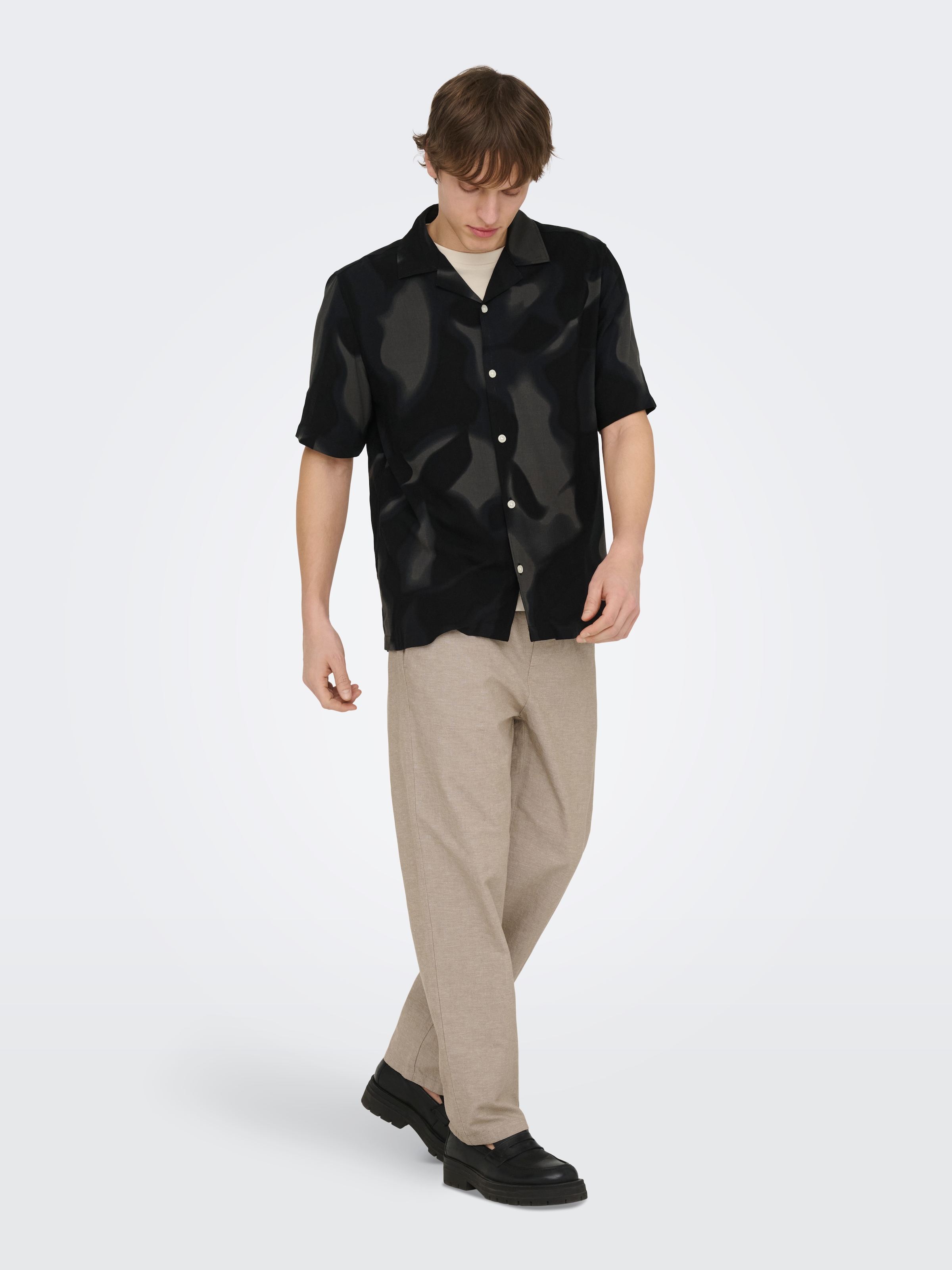 ONLY & SONS Pantalon à enfiler »ONSSINUS LOOSE 0007 COT LIN PANT NOOS«  Coton avec lin, coupe ample