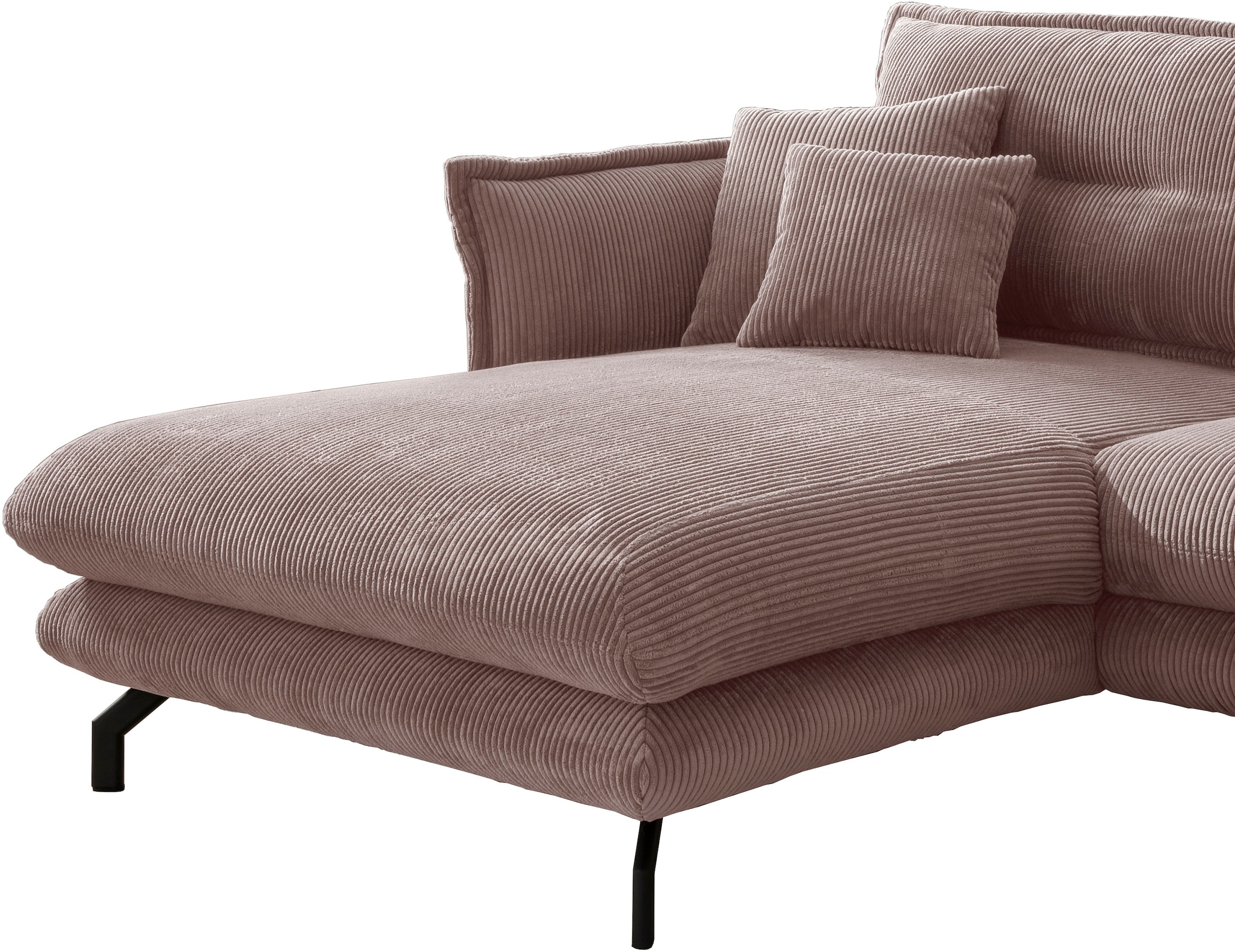 Home affaire Ecksofa »Lazio modern und bequem, schmale Armlehnen, tolle Detailverarbeitung« zwei verschiedene Fussfarben wählbar