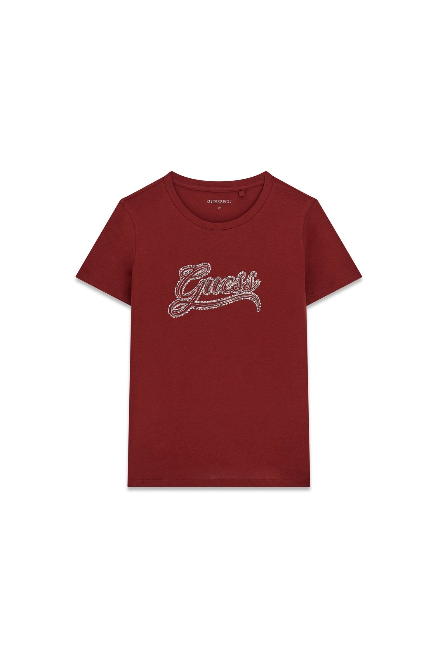 Guess T-Shirt »SS GUESS STUD LOGO EASY TEE« mit Nietenbesatz, Regular Fit