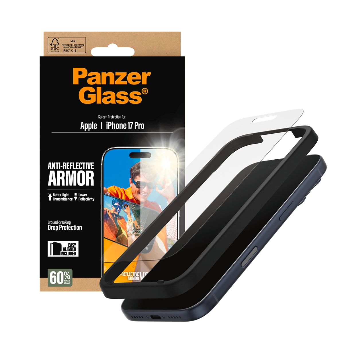 CARE by PanzerGlass Verre de protection d'écran »Anti-Reflective Armor Screen Protector« für Apple iPhone 17 Pro Displayschutzfolie, Schutzfolie, Bildschirmschutz, kratz- & stossfest