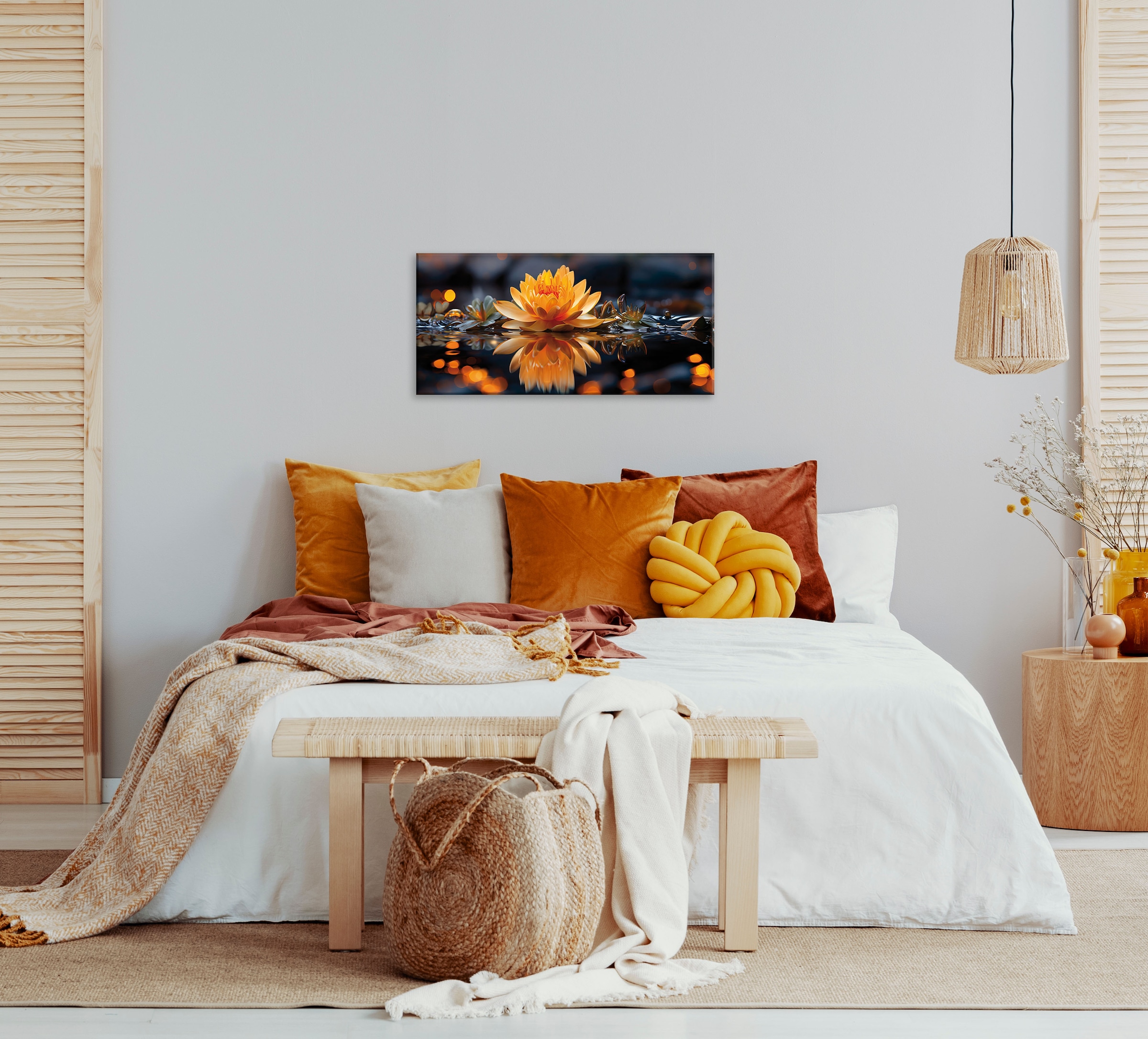 Bönninghoff Tableau sur toile »Wandbild LOTUSBLUME 33x70 cm – Leinwandbild Keilrahmen Deko modern« Fleurs | Images de fleurs | Images de plantes | Nature | Nature morte | Plantes 1 cuis tlg. tendu sur châssis