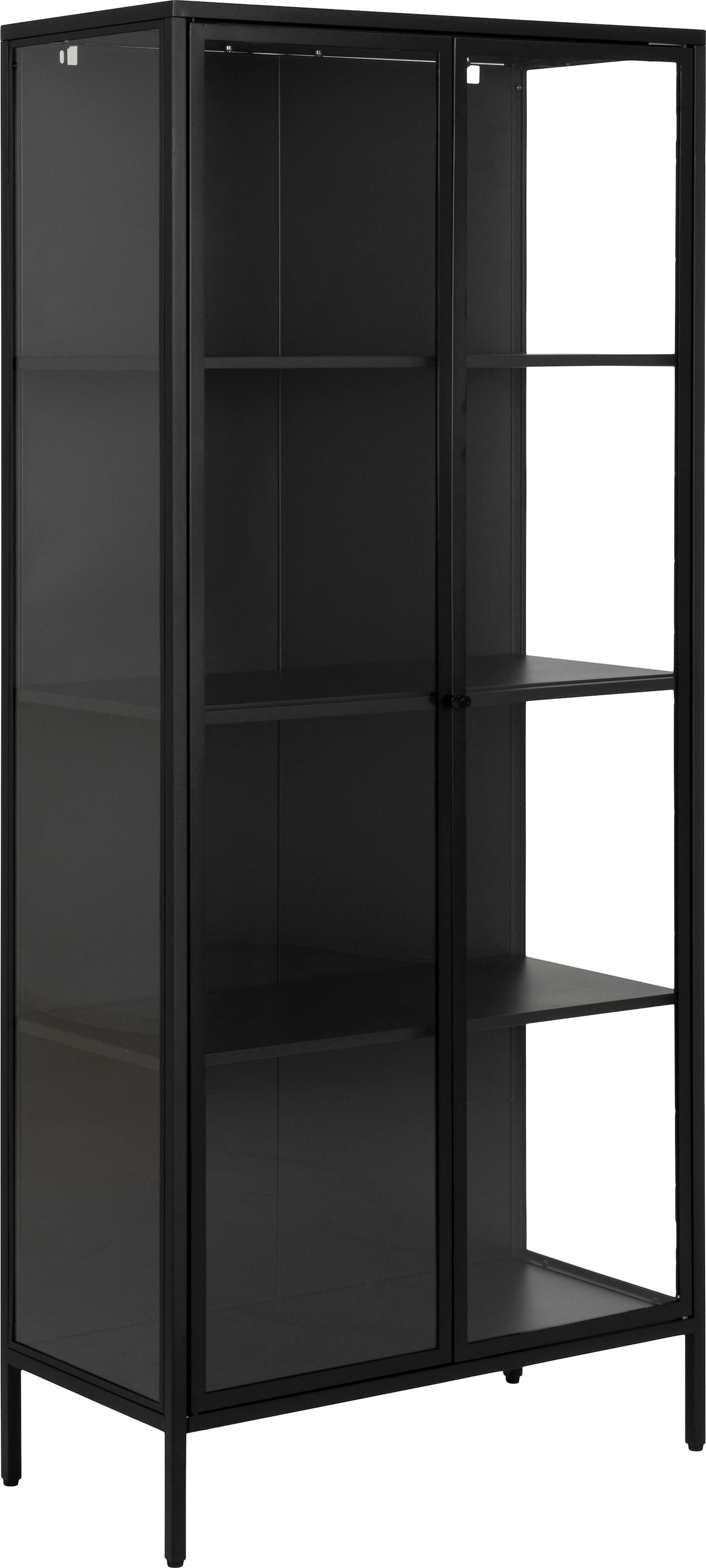 Image of ACTONA GROUP Vitrine "New York" schwarzes Metall, mit Glastüren und 4 Fächern, Höhe 180cm