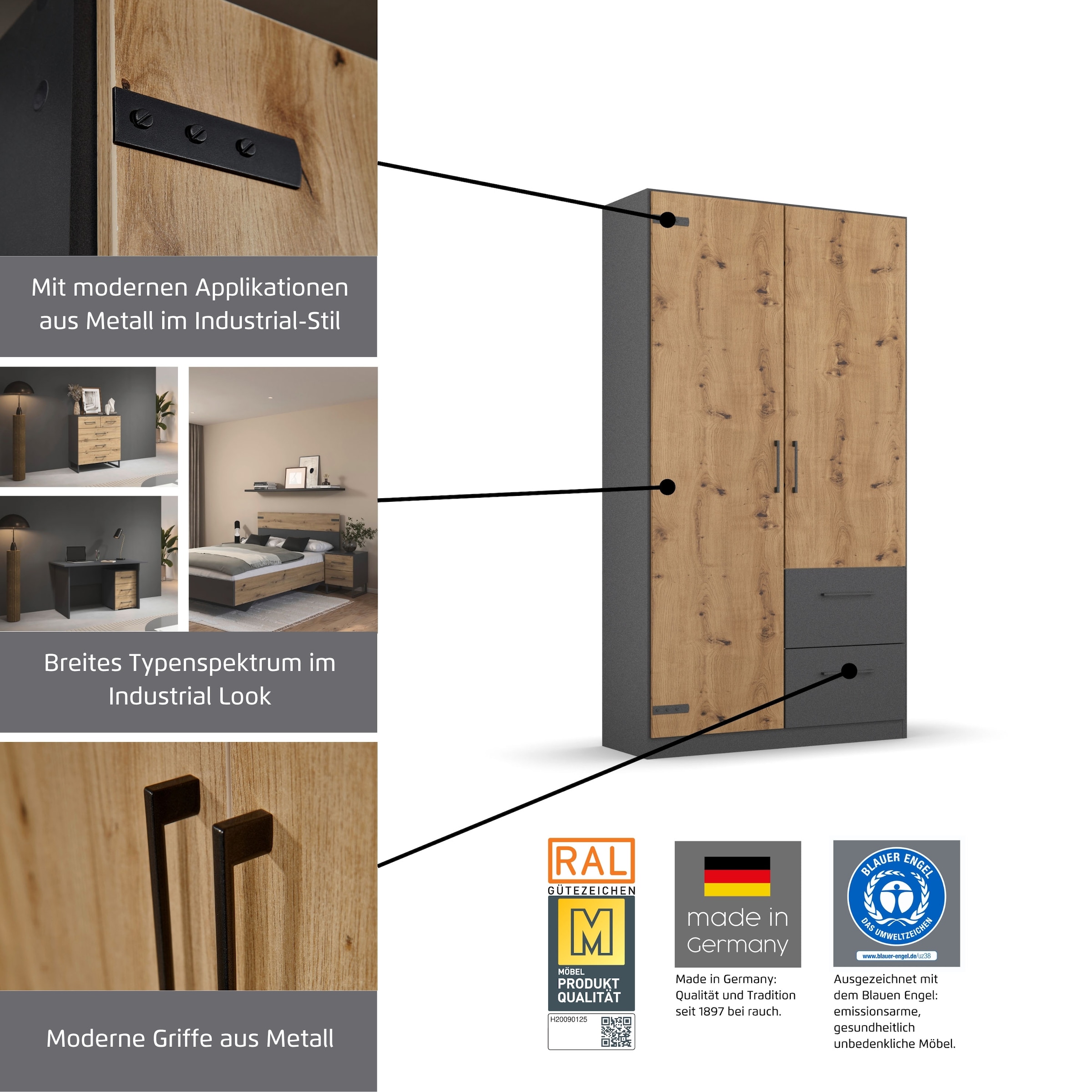 rauch Eckkleiderschrank »Holmes« im Industrial Style