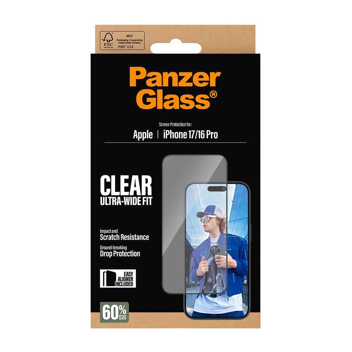CARE by PanzerGlass Verre de protection d'écran »Ultra-Wide Fit Screen Protector« für Apple iPhone 17;Apple iPhone 16 Pro Displayschutzfolie, Schutzfolie, Bildschirmschutz, kratz- & stossfest
