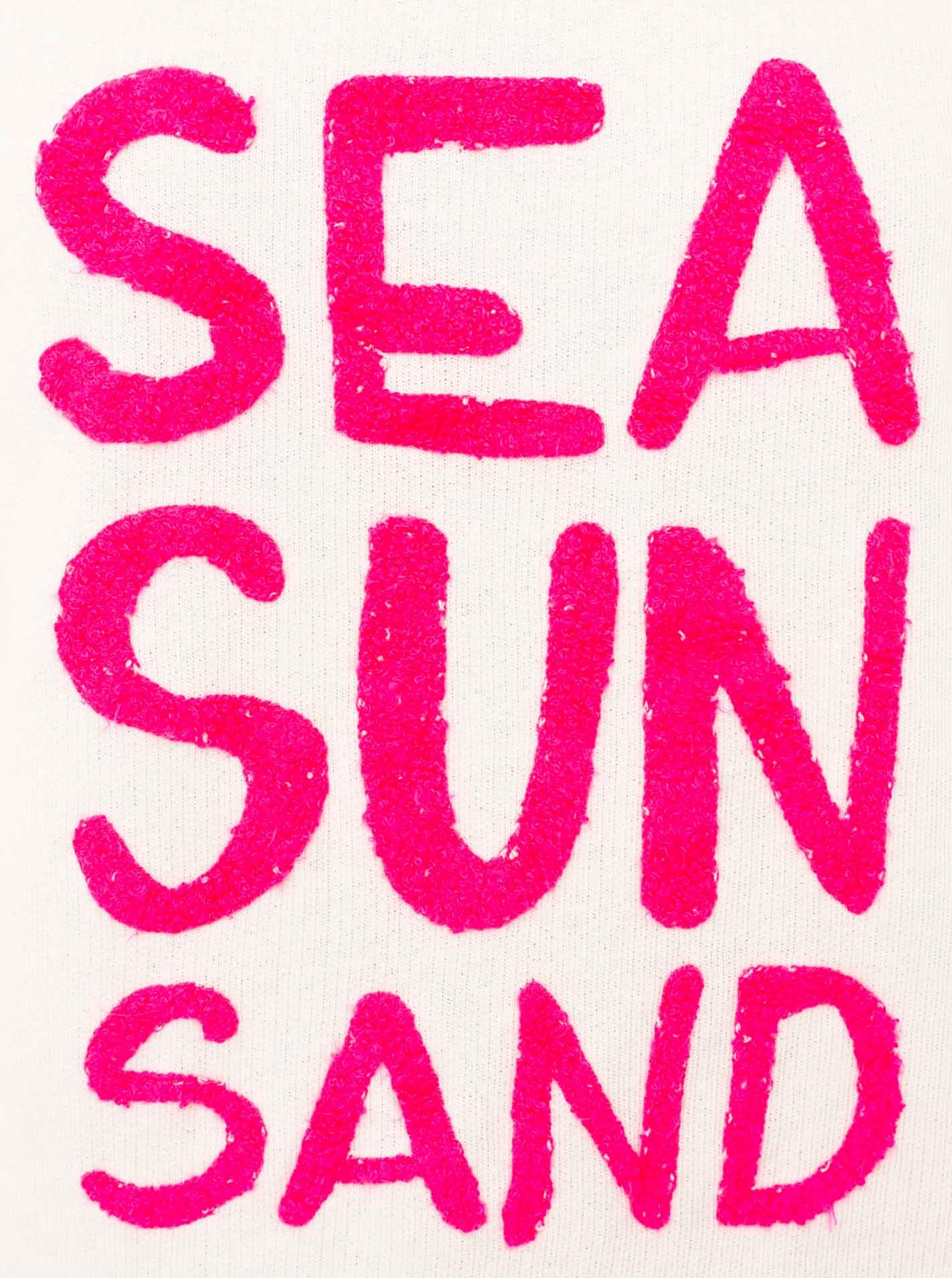 Zwillingsherz Sweater »"Sea Sand Sun"«, Mit grosser Flock-Aufschrift in auffälliger Farbe