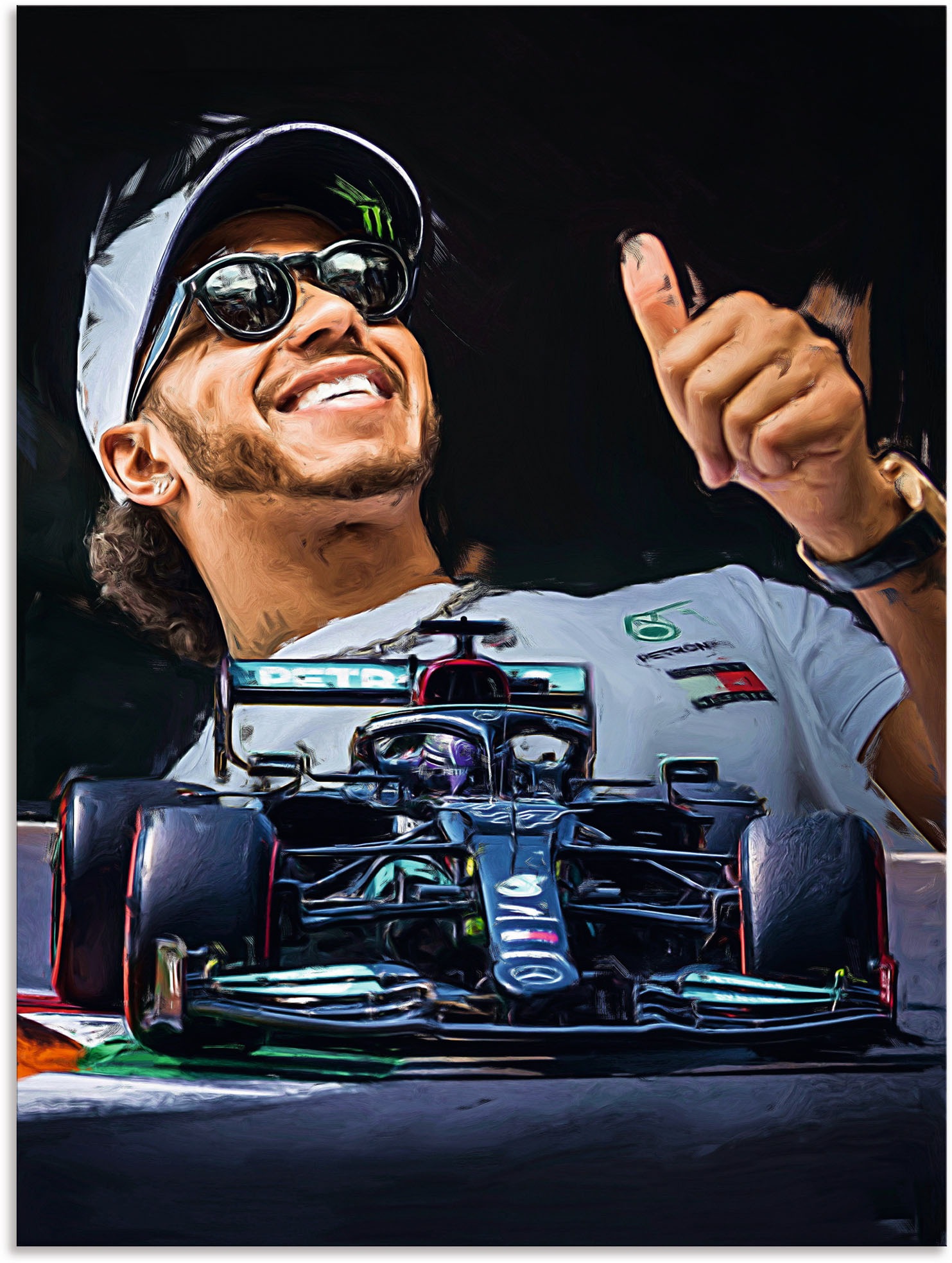 Image of Artland Wandbild »Sir Lewis Hamilton alias LH44«, Auto, (1 St.), in vielen Grössen & Produktarten - Alubild / Outdoorbild für den Aussenbereich, Leinwandbild, Poster, Wandaufkleber / Wandtattoo auch für Badezimmer geeignet bei Ackermann Versand Schweiz