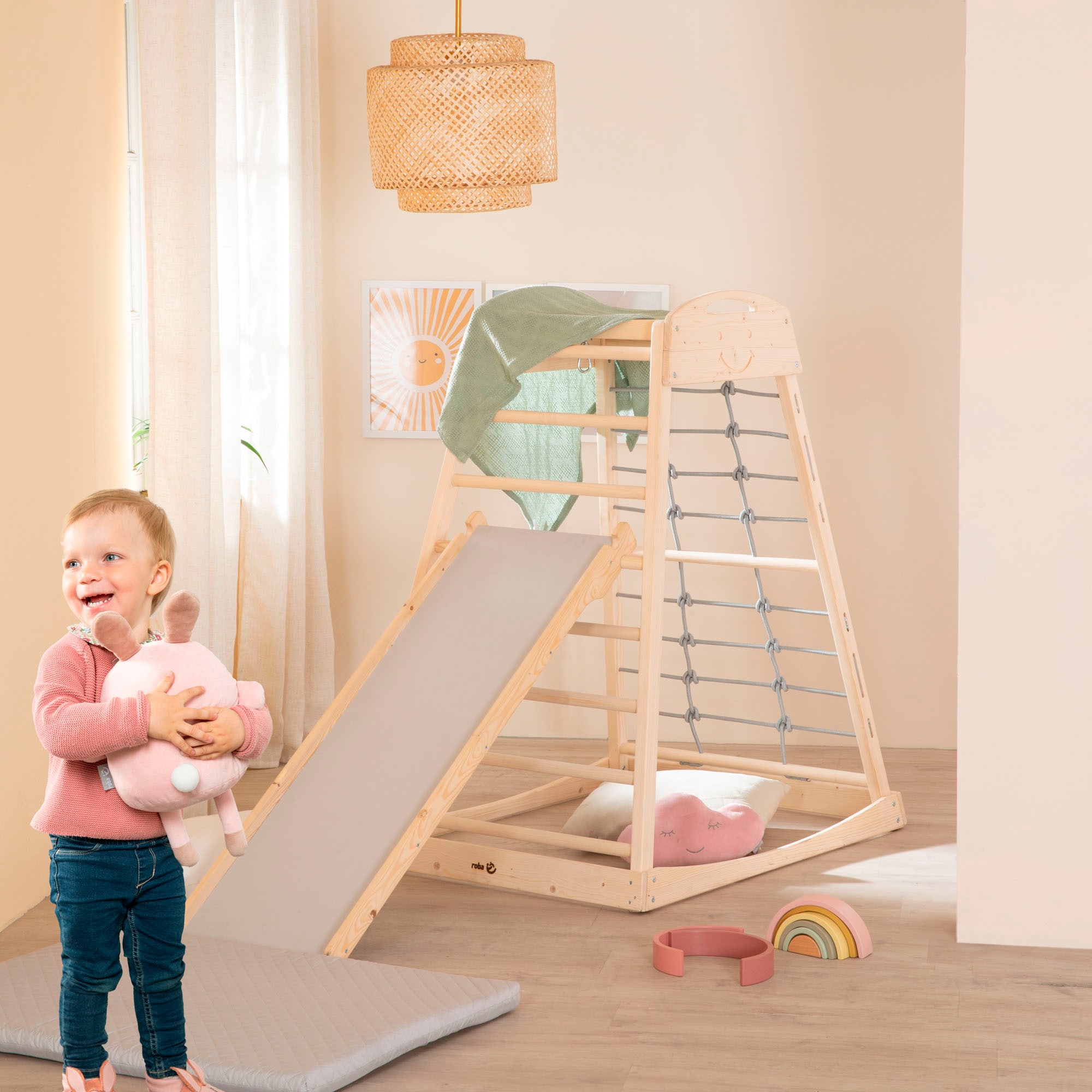roba® Klettergerüst »Montessori Indoor Spielturm« Belastbar bis 70 kg