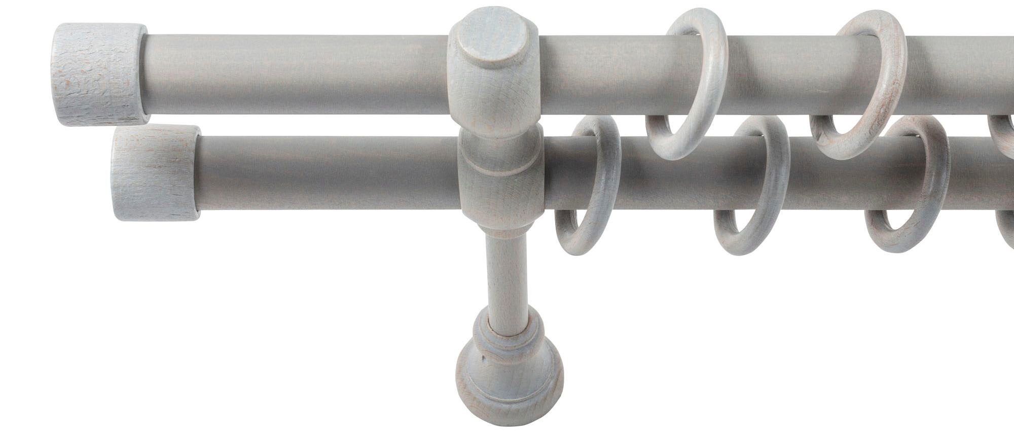 SN DECO GROUP Gardinenstange »Cafiro« 2 läufig-läufig Fixmass 28 mm, Holz, verschiedene Längen und Farben, Komplettset