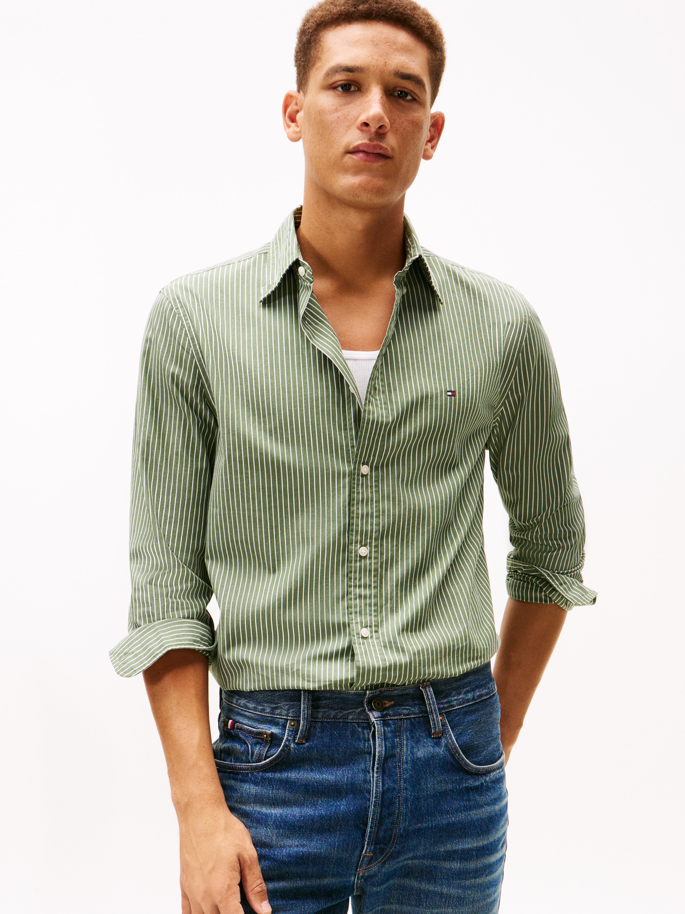 Image of Tommy Hilfiger Langarmhemd "CORE HAIRLINE POPLIN" regular fit, Button-down-Kragen, fein gestreift