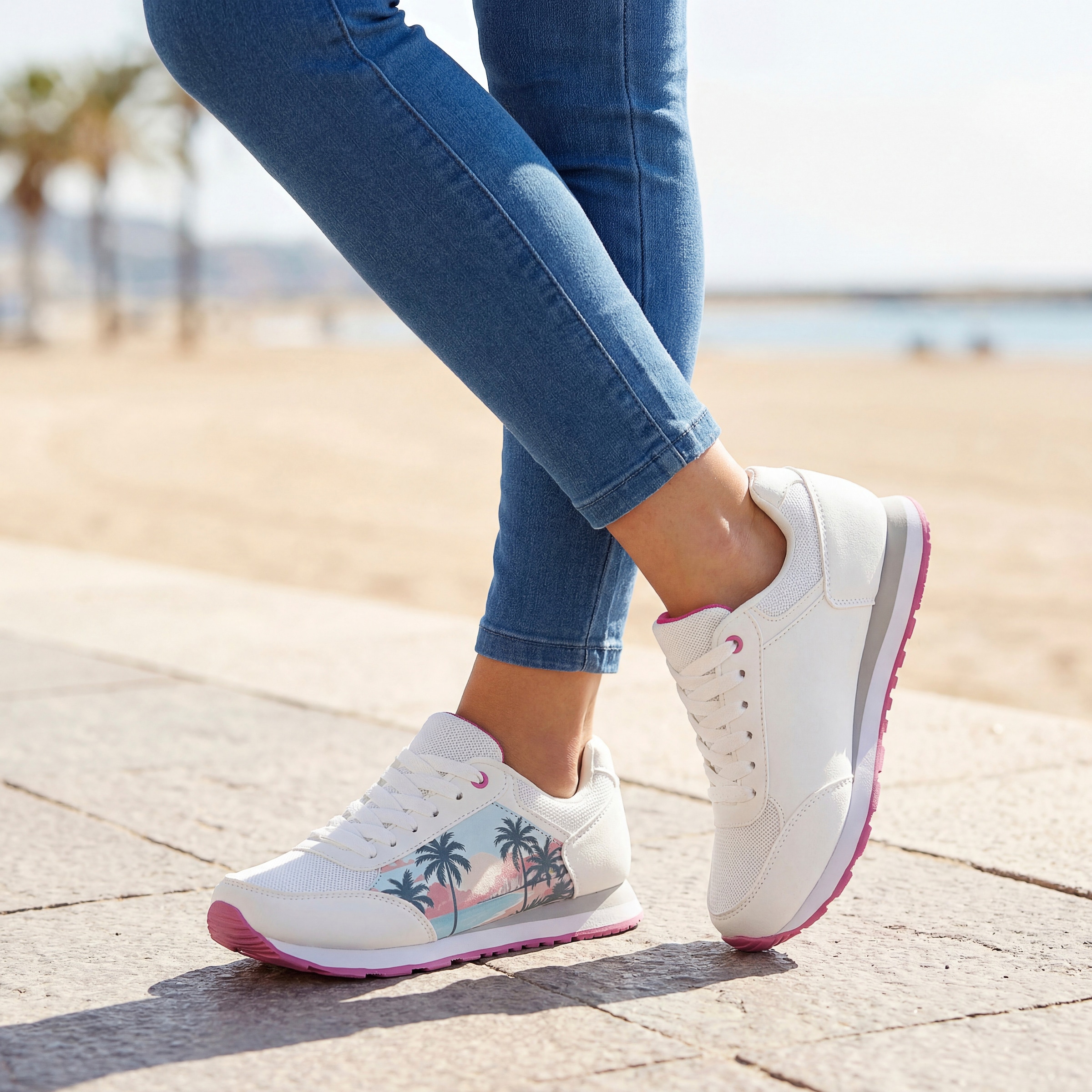 LASCANA Sneaker »Freizeitschuh, Schnürhalbschuh,«  NEU mit raffiniertem Städte-Druck und herausnehmbarer Innensohle