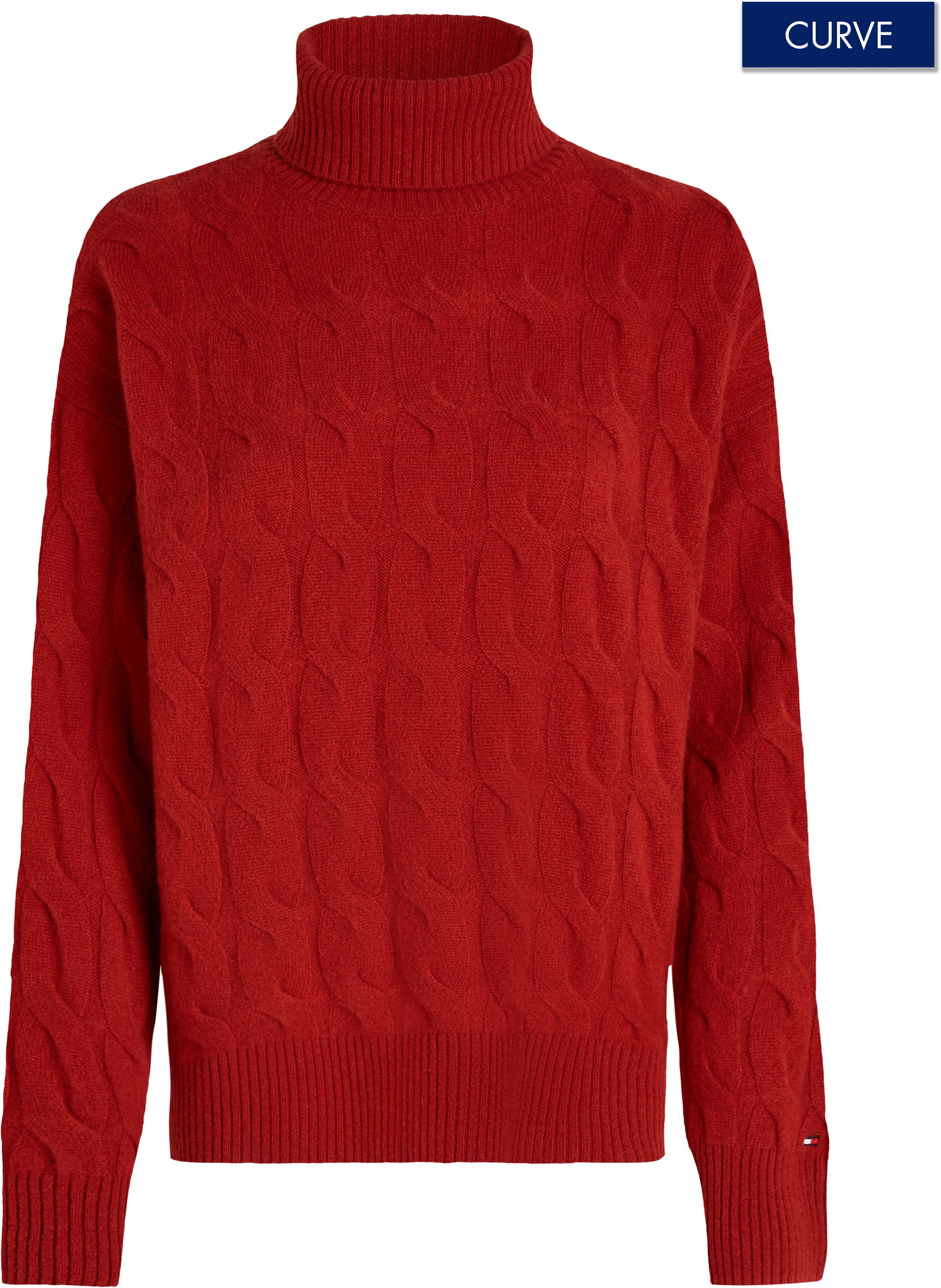 Tommy Hilfiger Curve Rollkragenpullover »CRV SOFT WOOL C Sweater«, in Grossen Grössen, mit Logostickerei am Ärmel, aus 100% Wolle