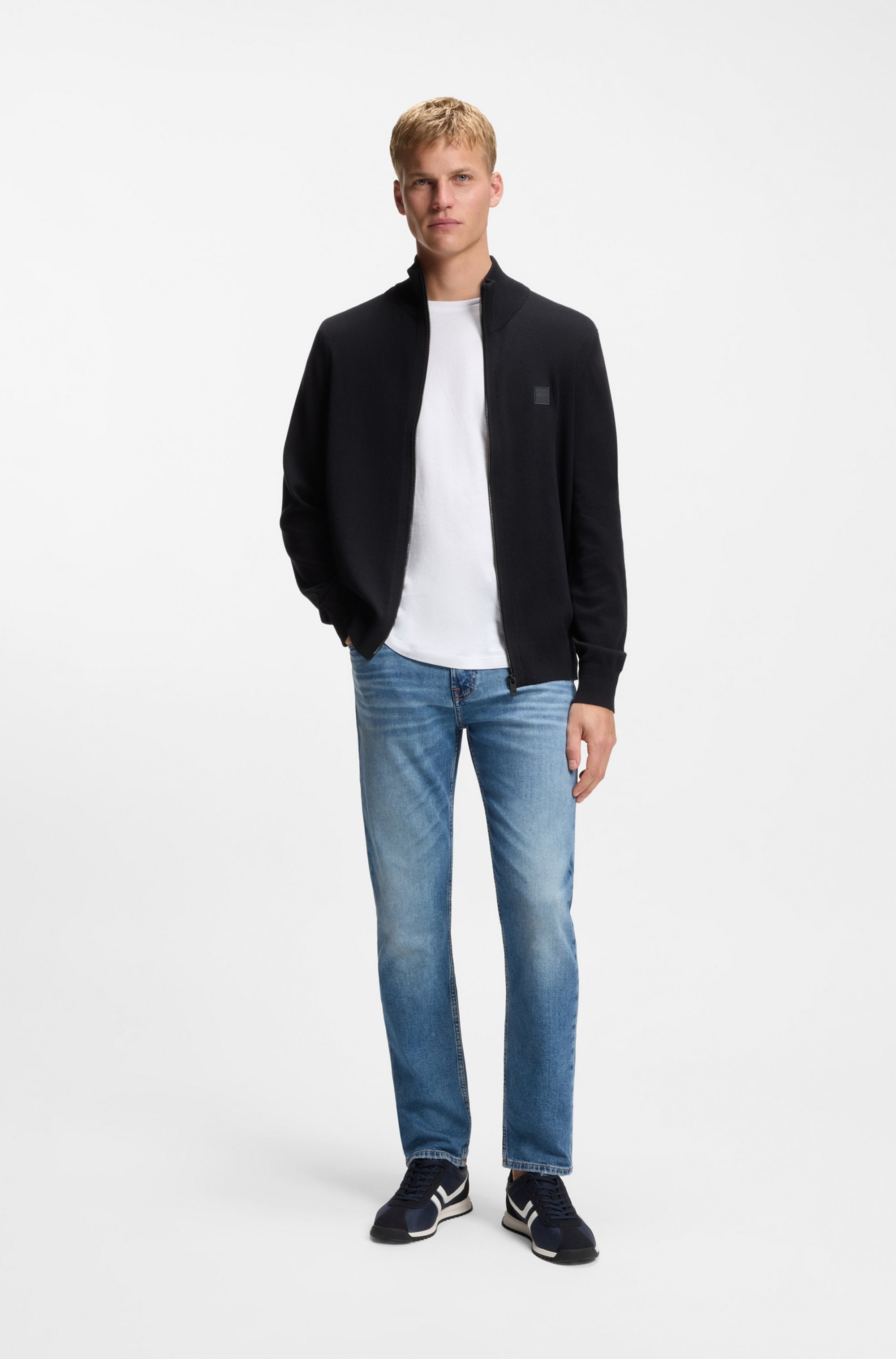 BOSS ORANGE Veste en tricot »Kanozip« mit Reissverschluss