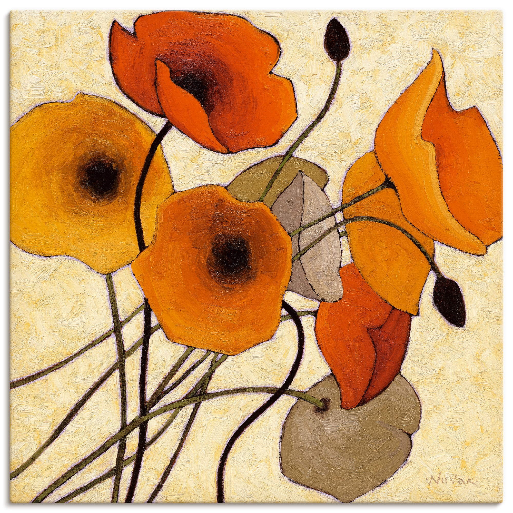 Image of Artland Leinwandbild "Kürbismohn II" Blumen 1 Stk. tlg. auf Holzrahmen gespannt