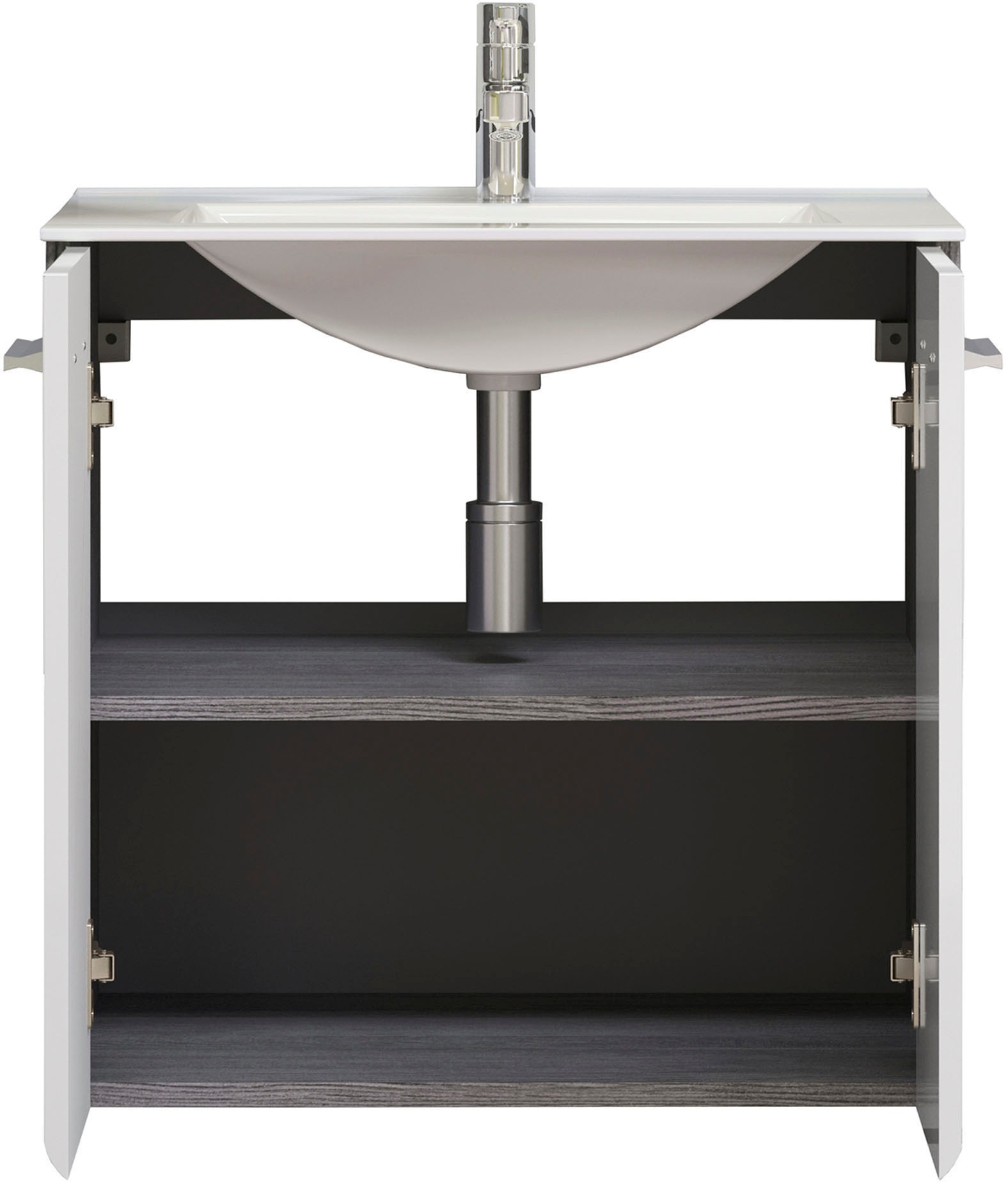 welltime Badmöbel-Set »Ravenna«, (3 St.), Badmöbel hängend Hochschrank, Waschtisch und Spiegelschrank in Weiss
