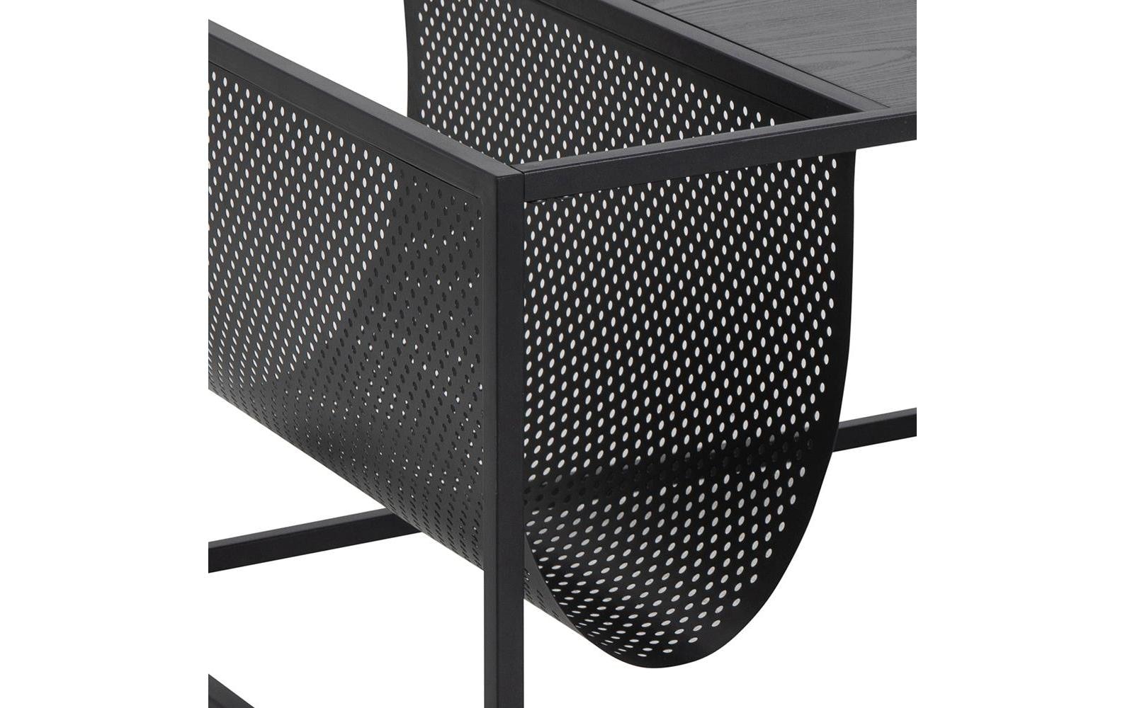 AC Design Couchtisch mit Gestell aus Metall, rechteckige Form, Zeitungsständer aus Metall
