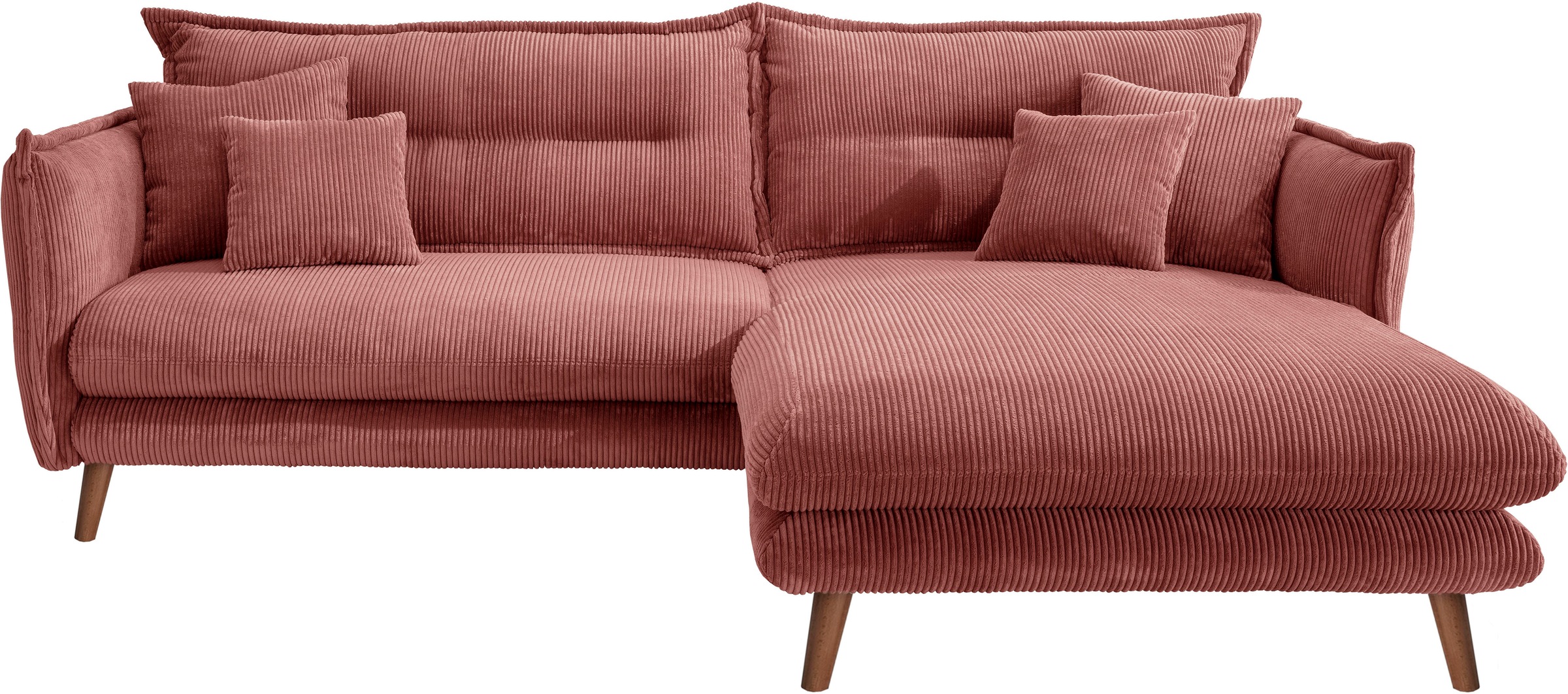 INOSIGN Ecksofa »Lazio modern und bequem, schmale Armlehnen, tolle Detailverarbeitung«, zwei verschiedene Fussfarben wählbar