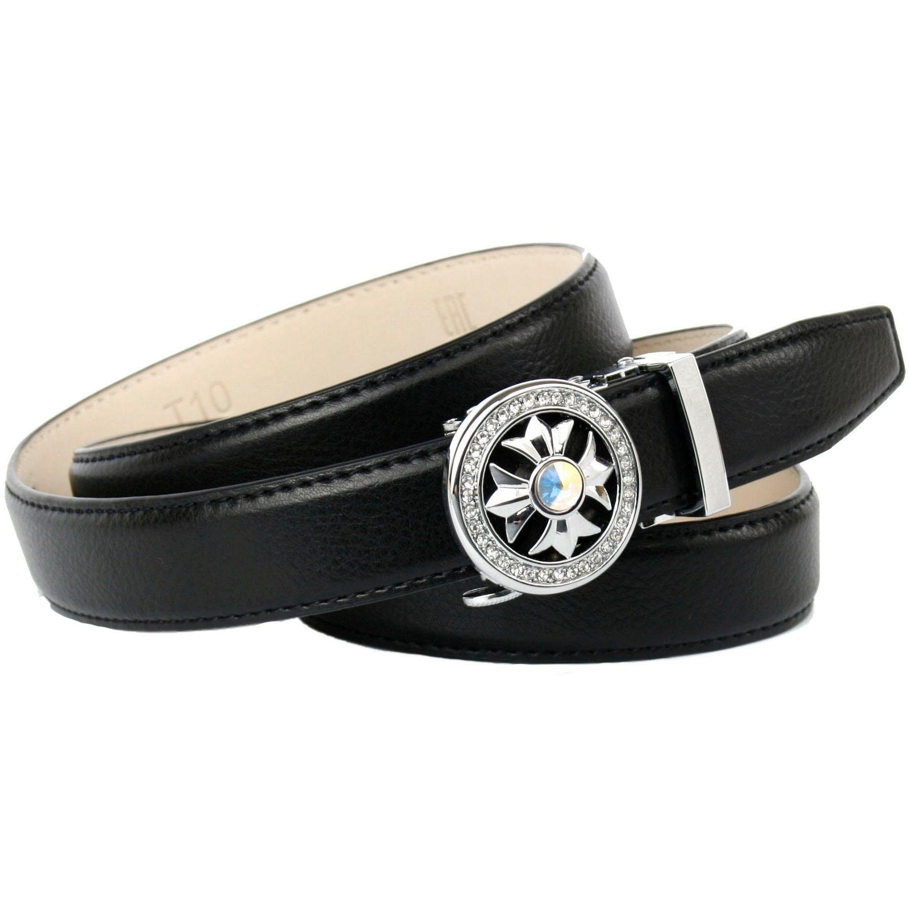 Image of Anthoni Crown Ledergürtel, mit filigraner silberfarbener Schliesse, mit Glitzersteinen bei Ackermann Versand Schweiz