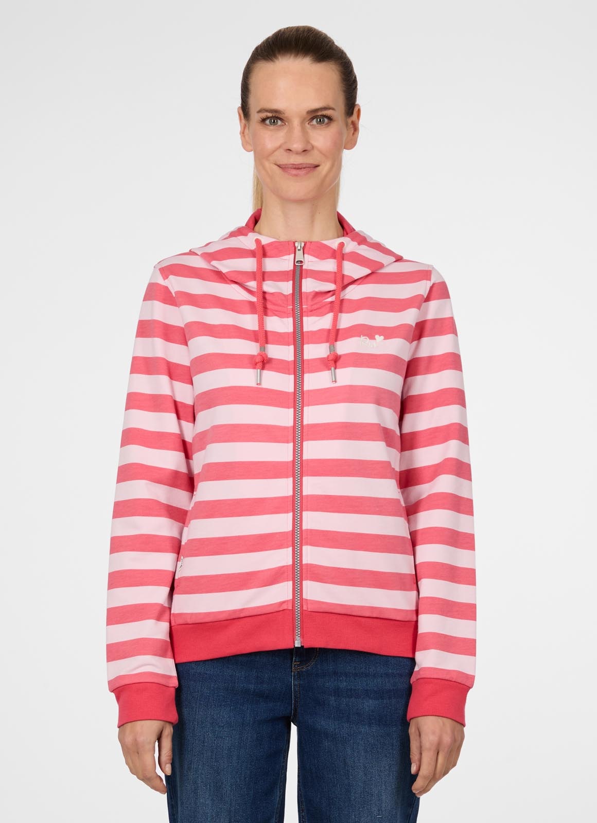 Image of Ragwear Kapuzensweatjacke "PARYA STRIPES" aus Baumwollmischung, normale Passform, mit Reissverschluss