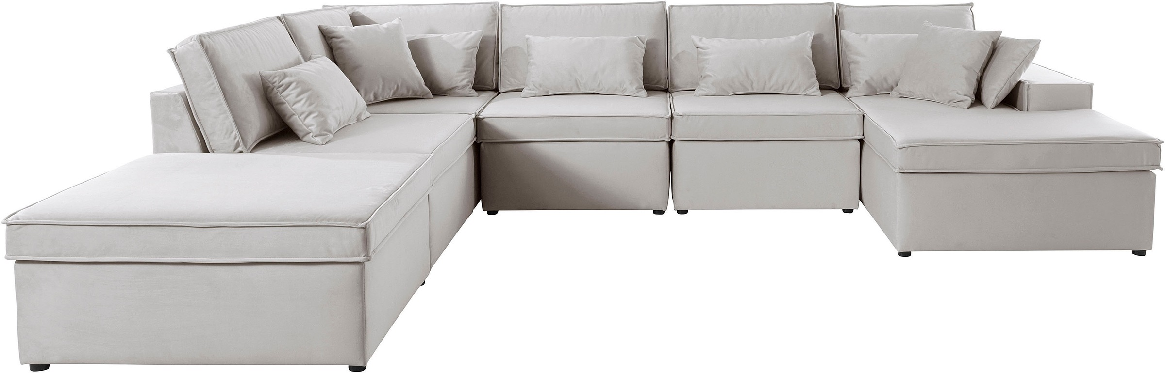 Image of LeGer Home by Lena Gercke Wohnlandschaft »Esaro«, zusammengesetzt aus 6 Modulteilen, loungiger weicher Sitzkomfort, in vielen Bezugsarten und Farben bei Ackermann Versand Schweiz