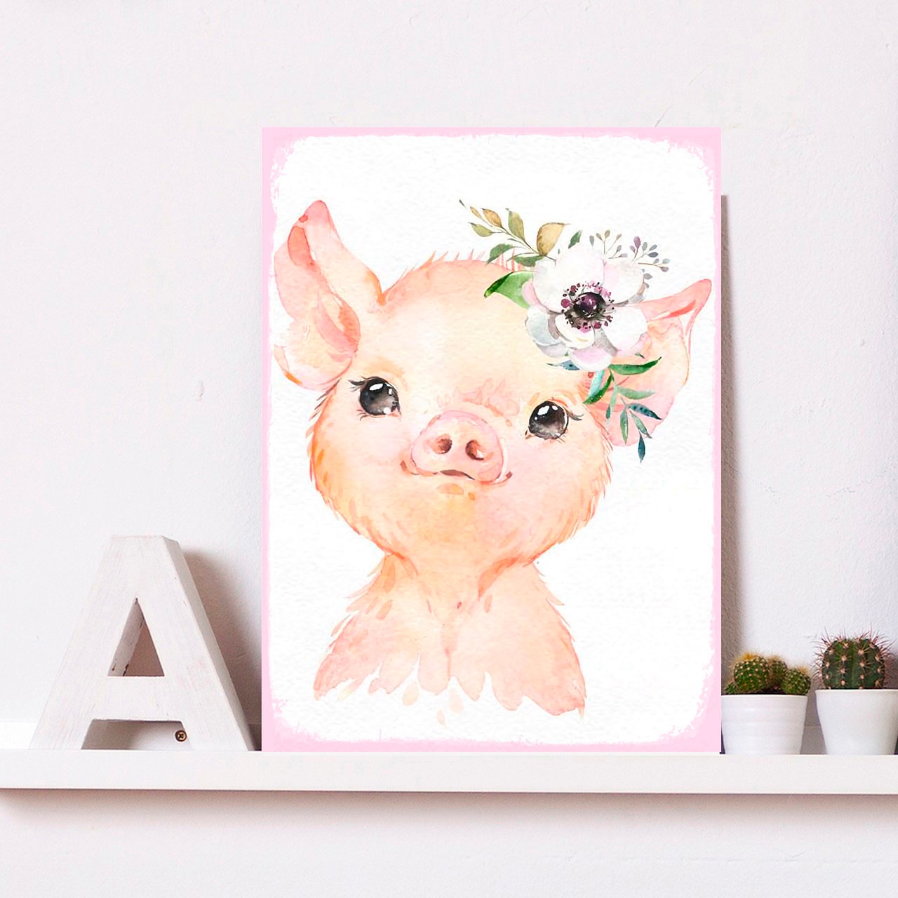 Image of queence Metallbild "Galva" Blumen Schwein Tiere 1 Stk. tlg. Stahlschilder
