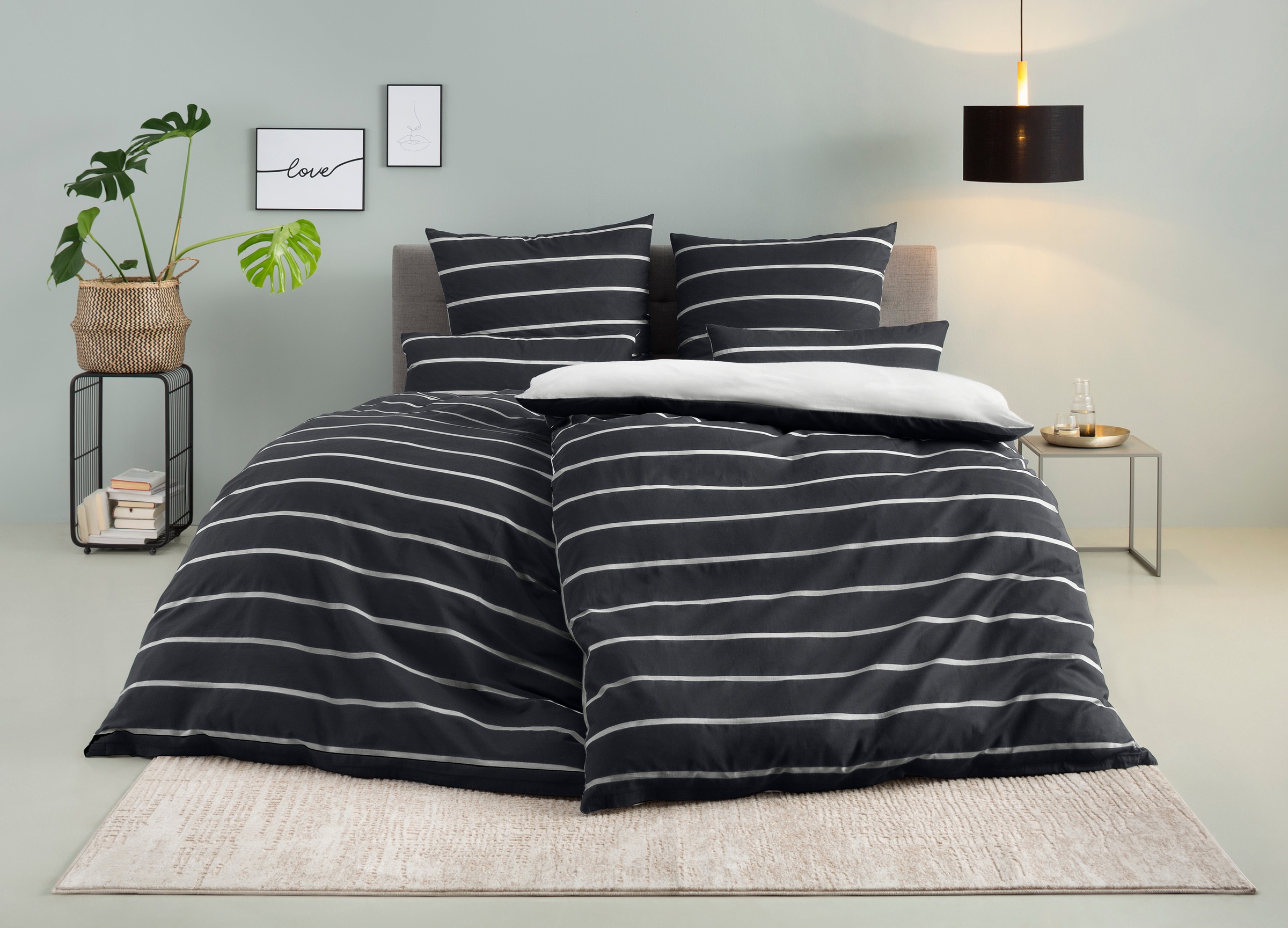 Image of GOODproduct Bettwäsche "Katja" 2 Bettwäsche aus Baumwolle, Bettwäsche mit Streifen-Design, Wendeoptik