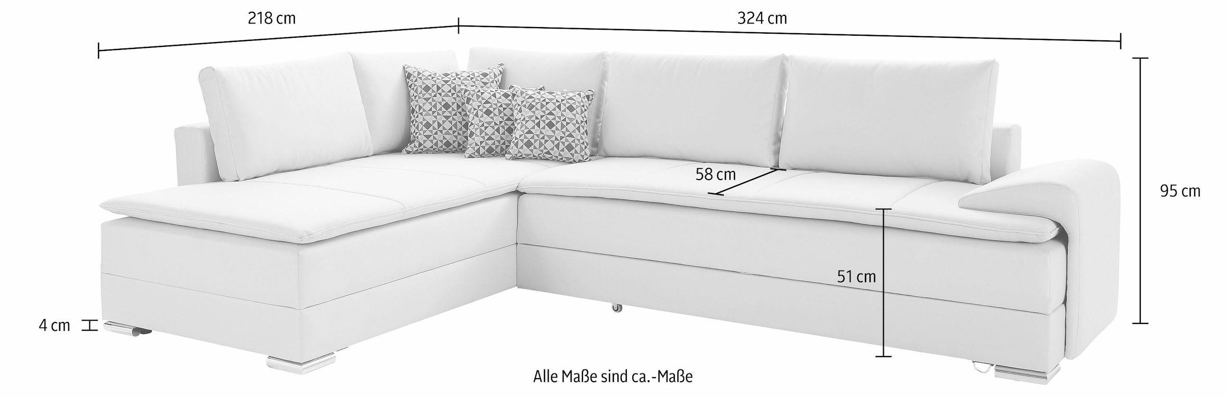 INOSIGN Ecksofa »Night & Day L-Form«, mit Bettfunktion 180 cm, Dauerschlaffunktion