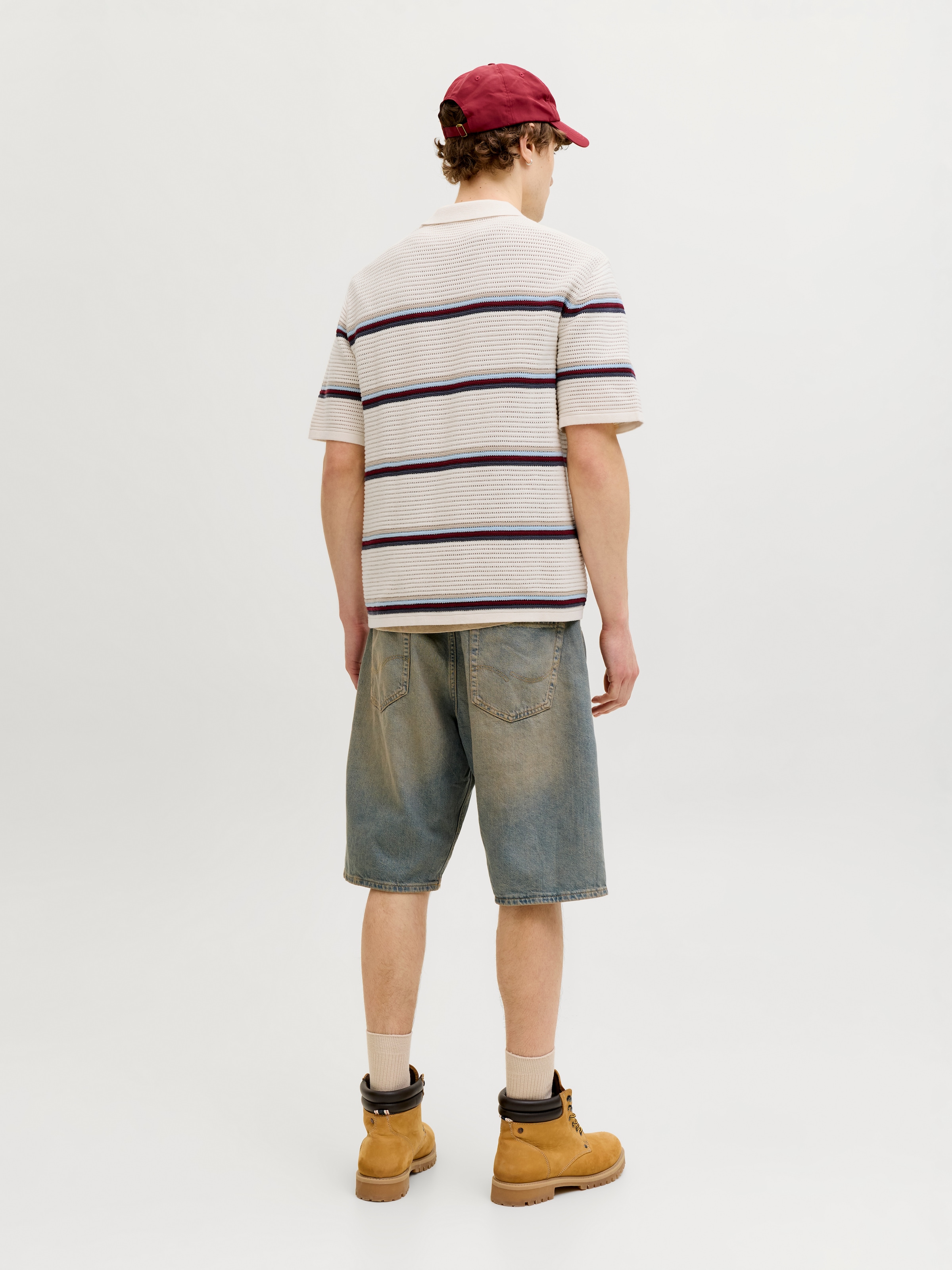 Jack & Jones Pull à col polo »JORMAINE KNIT STRIPE POLO SN« Baumwolle, relaxed fit