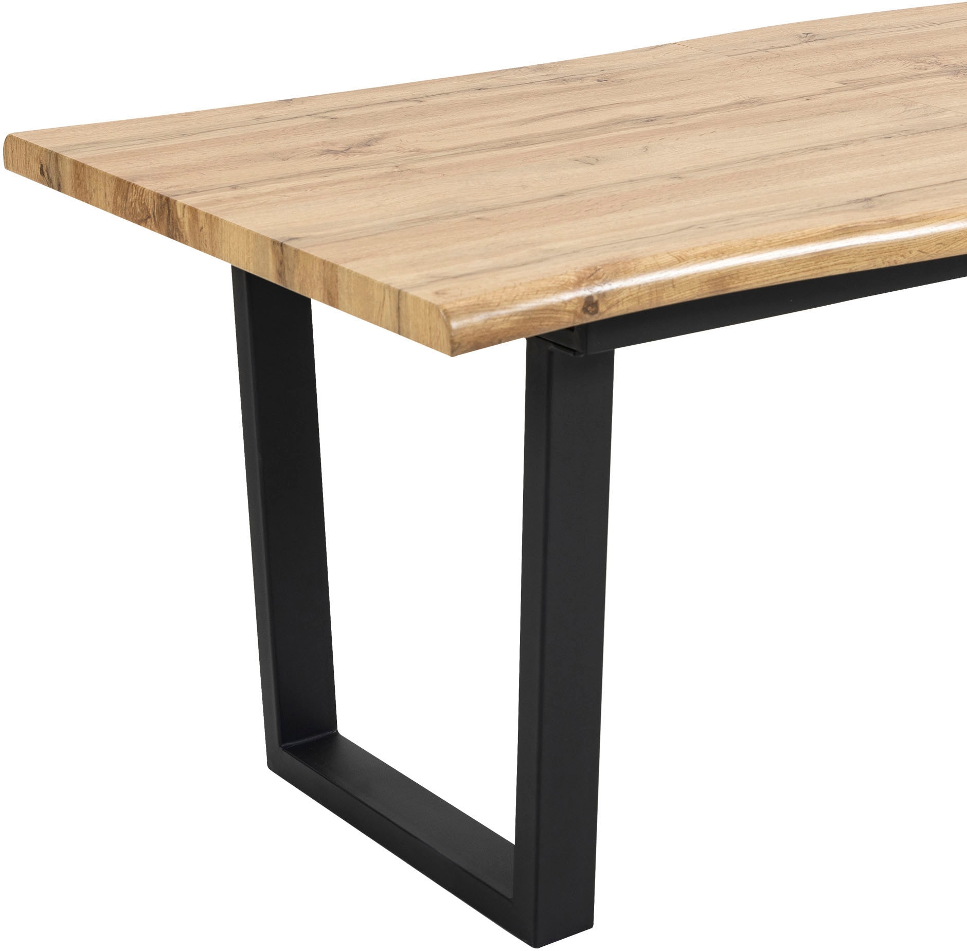 Duo Collection Table de salle à manger »Ausziehtisch« 1 cuis tlg. 1,80m - 2,20m, aspect bord d'arbre, structure massive en luge