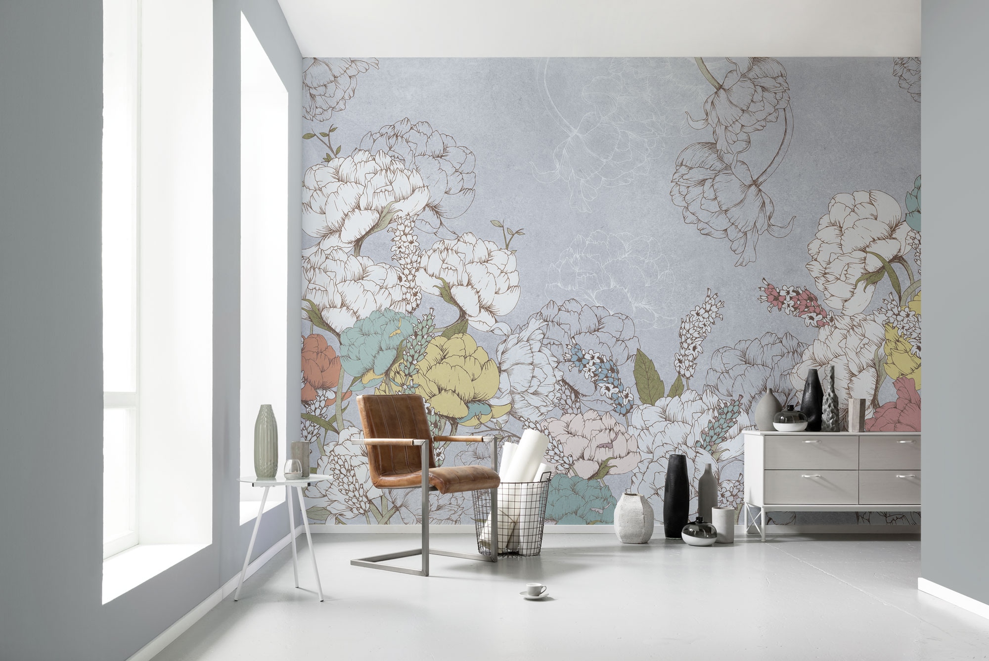 Komar Fototapete »Digitaldruck Vlies - Planting Peonies - Grösse 400 x 250 cm«, bedruckt-floral-geblümt-gemustert-tropisch, Wohnzimmer, Schlafzimmer