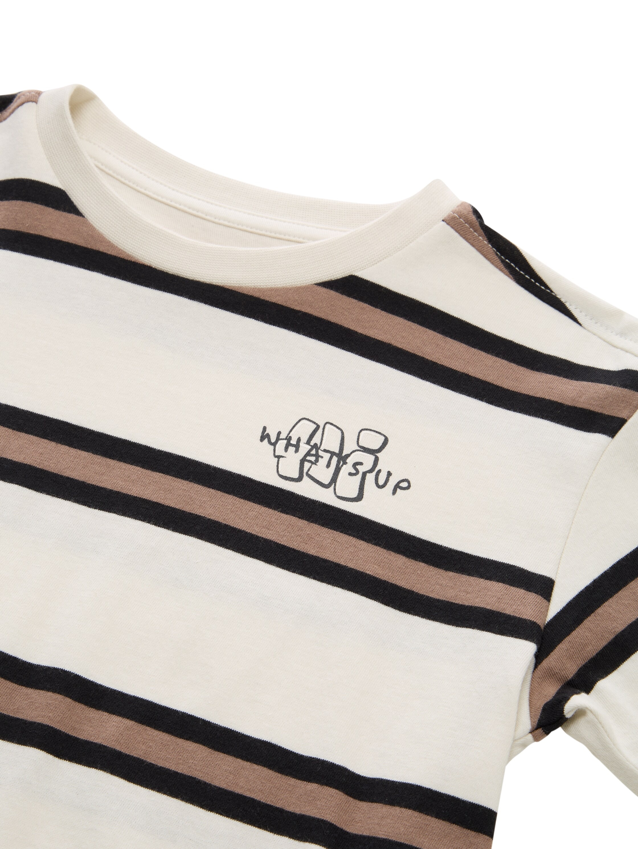TOM TAILOR T-shirt à manches longues gestreift und mit Print