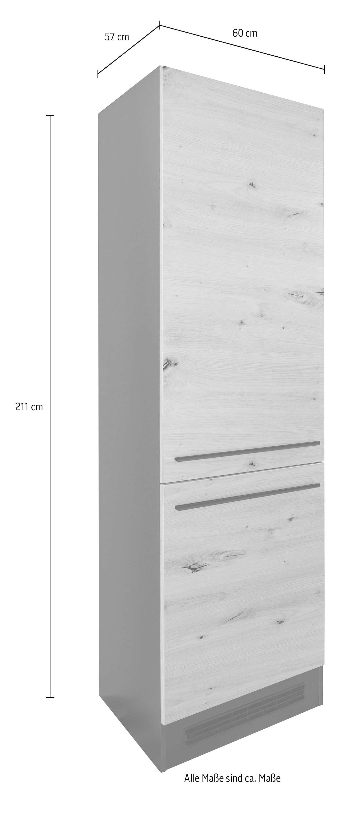 BASIC by Balculina Armoire réfrigérée encastrable »Jazz 60er Kühlumbauschrank, Küchenschrank BxHxT 60x211x57 cm« 1 cuis tlg. armoire de conversion réfrigérée avec 2 portes et 3 étagères