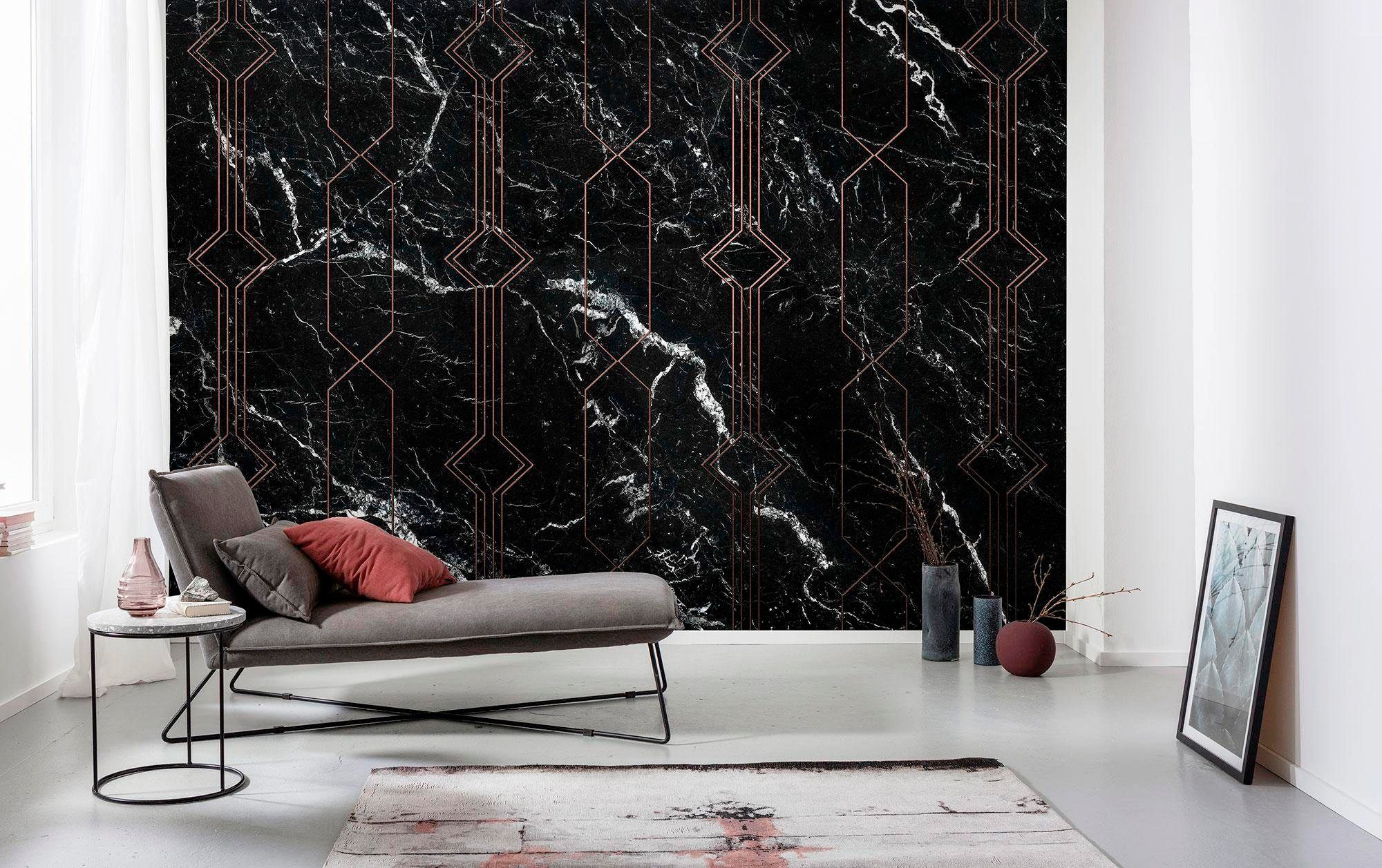 Komar Vliestapete »Digitaldruck Vlies -  Marble Black - Grösse 400 x 250 cm« bedruckt glatt Wohnzimmer, Schlafzimmer