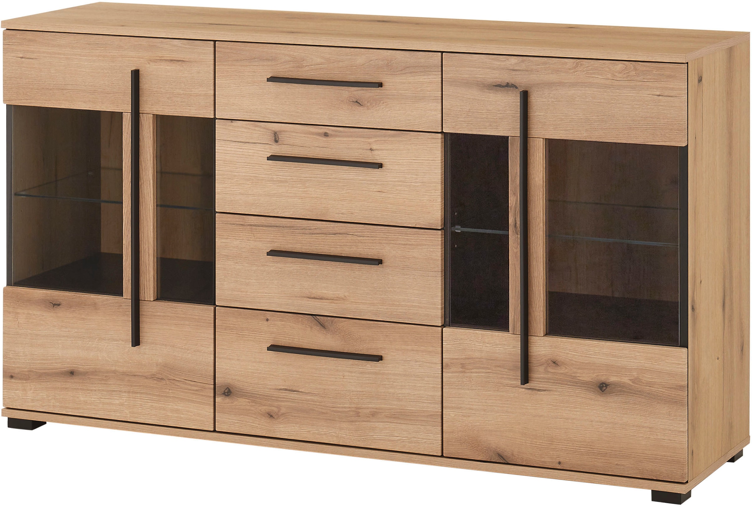INOSIGN Sideboard »Cantara, moderner Schrank, Kommode in Eiche Evoke oder weiss«, schwarze Stangengriffe, ausreichend Stauraum, vielseitig einsetzbar