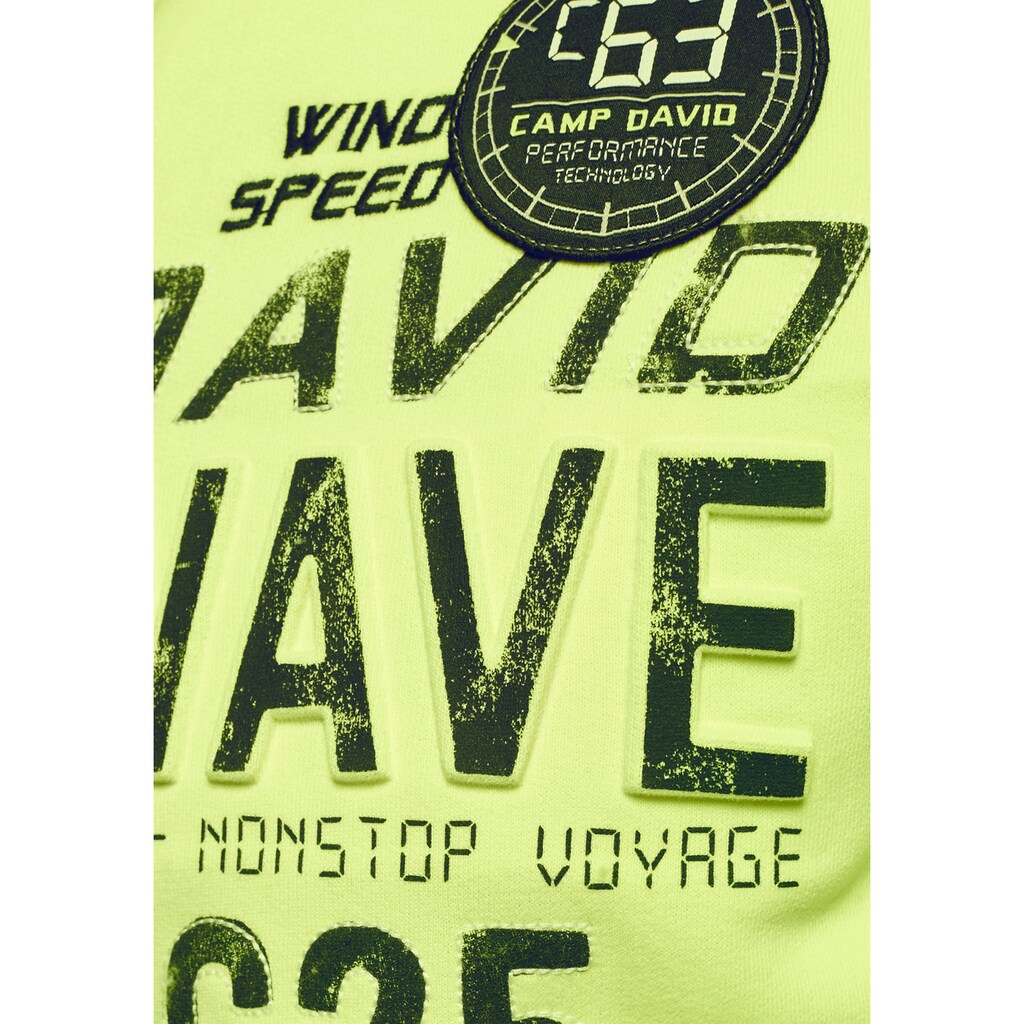 CAMP DAVID Sweatjacke, mit auffälligem Logoprint