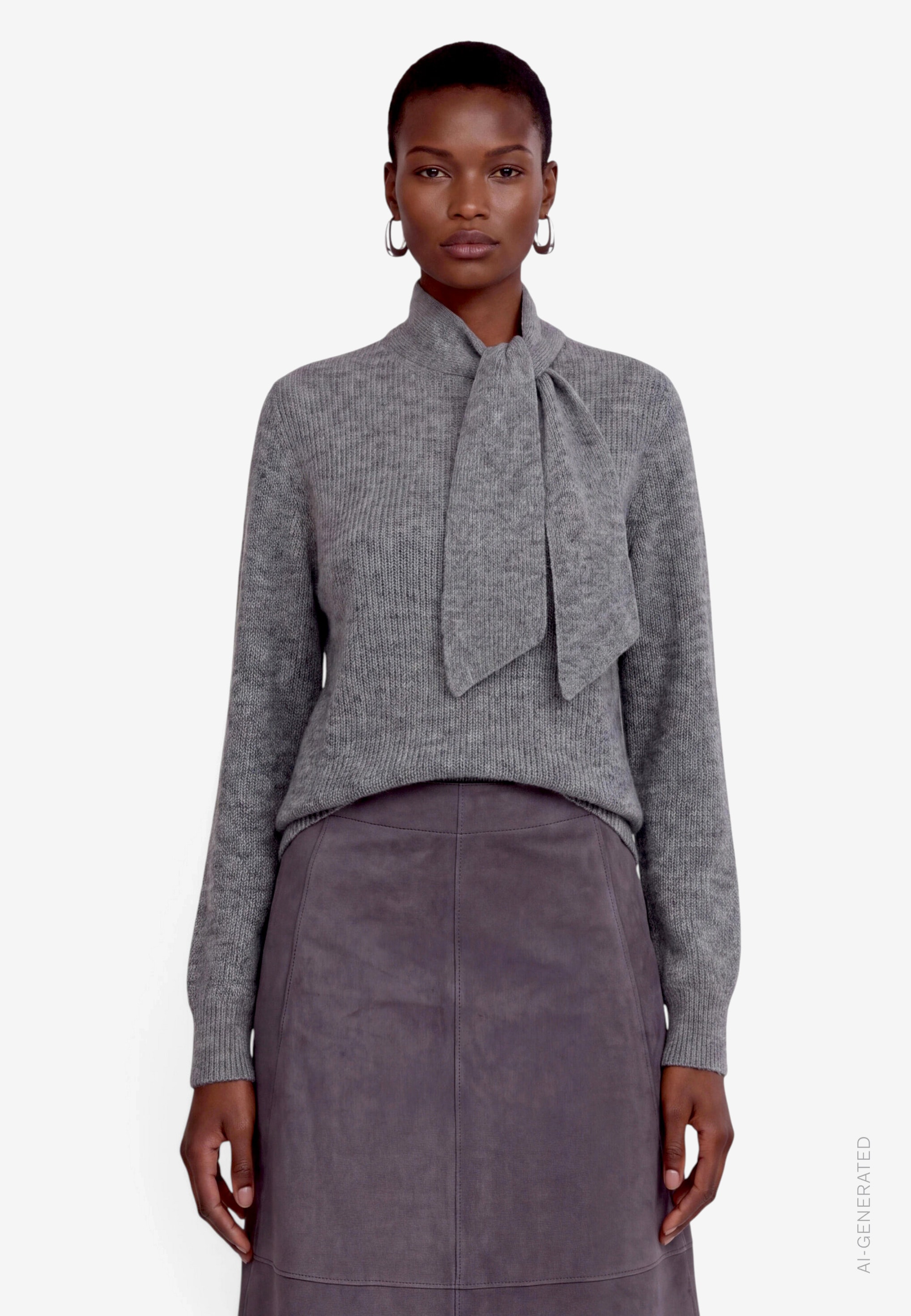 Image of Zero Strickpullover mit Stehkragen und Binde-Detail / mit Wolle